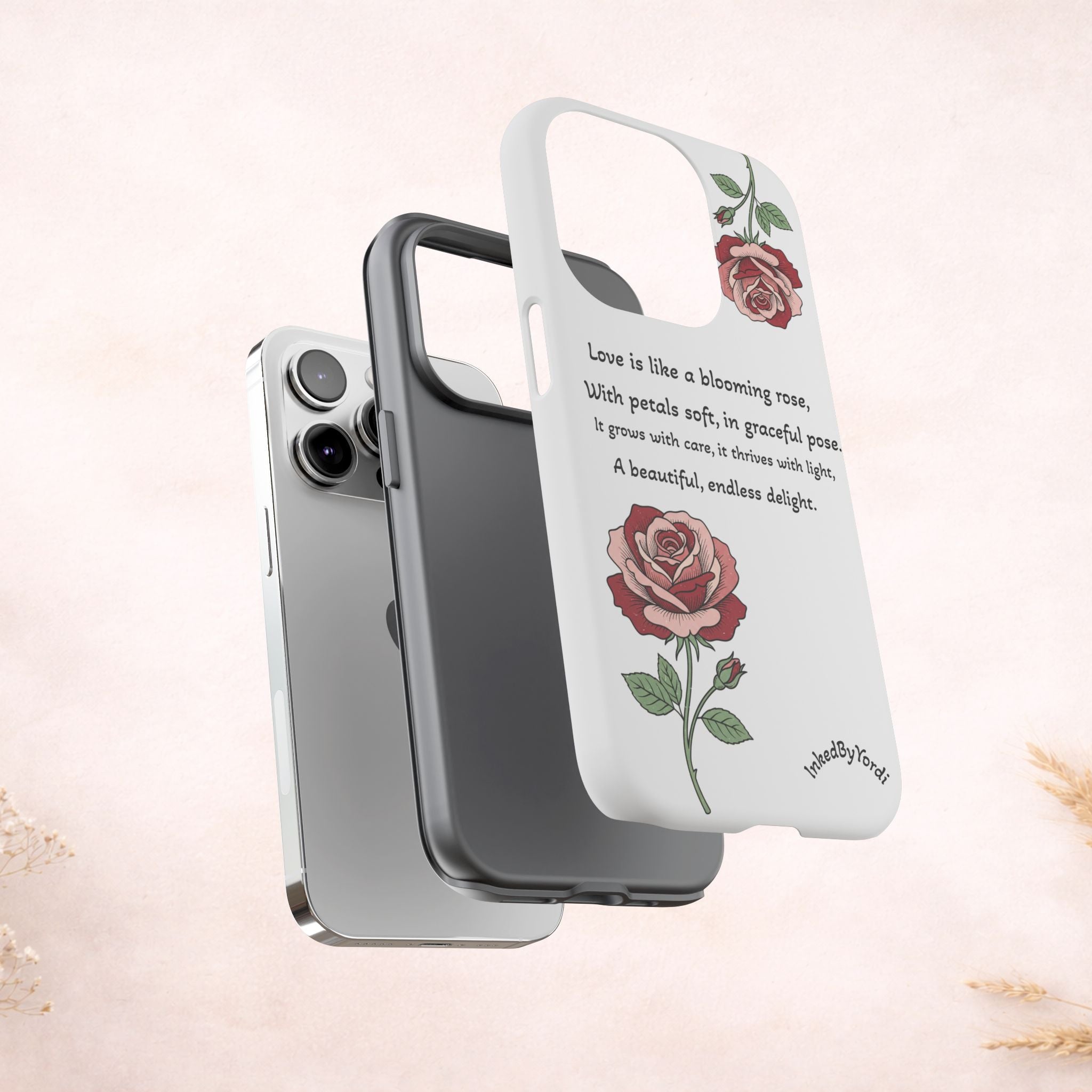Phone Case - 'Love is like a blooming rose' Minimalist Tough Protective Cover