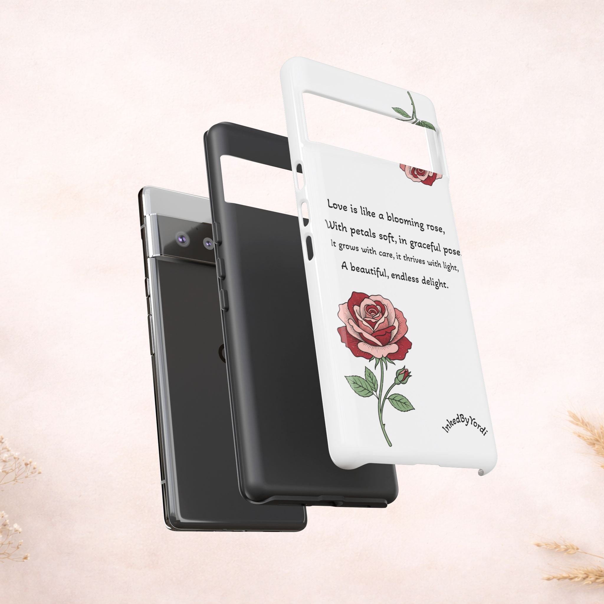 Phone Case - 'Love is like a blooming rose' Minimalist Tough Protective Cover