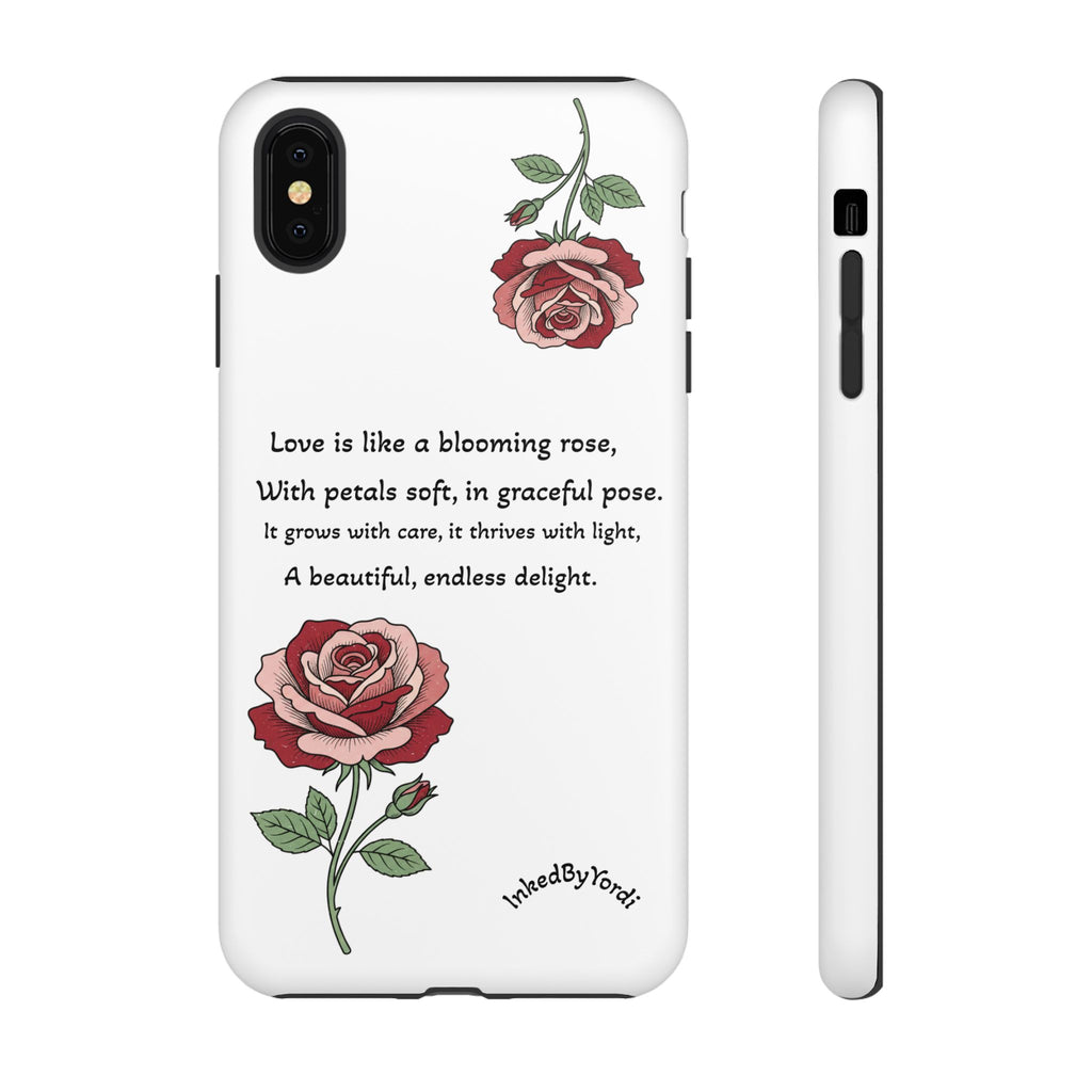 Phone Case - 'Love is like a blooming rose' Minimalist Tough Protective Cover