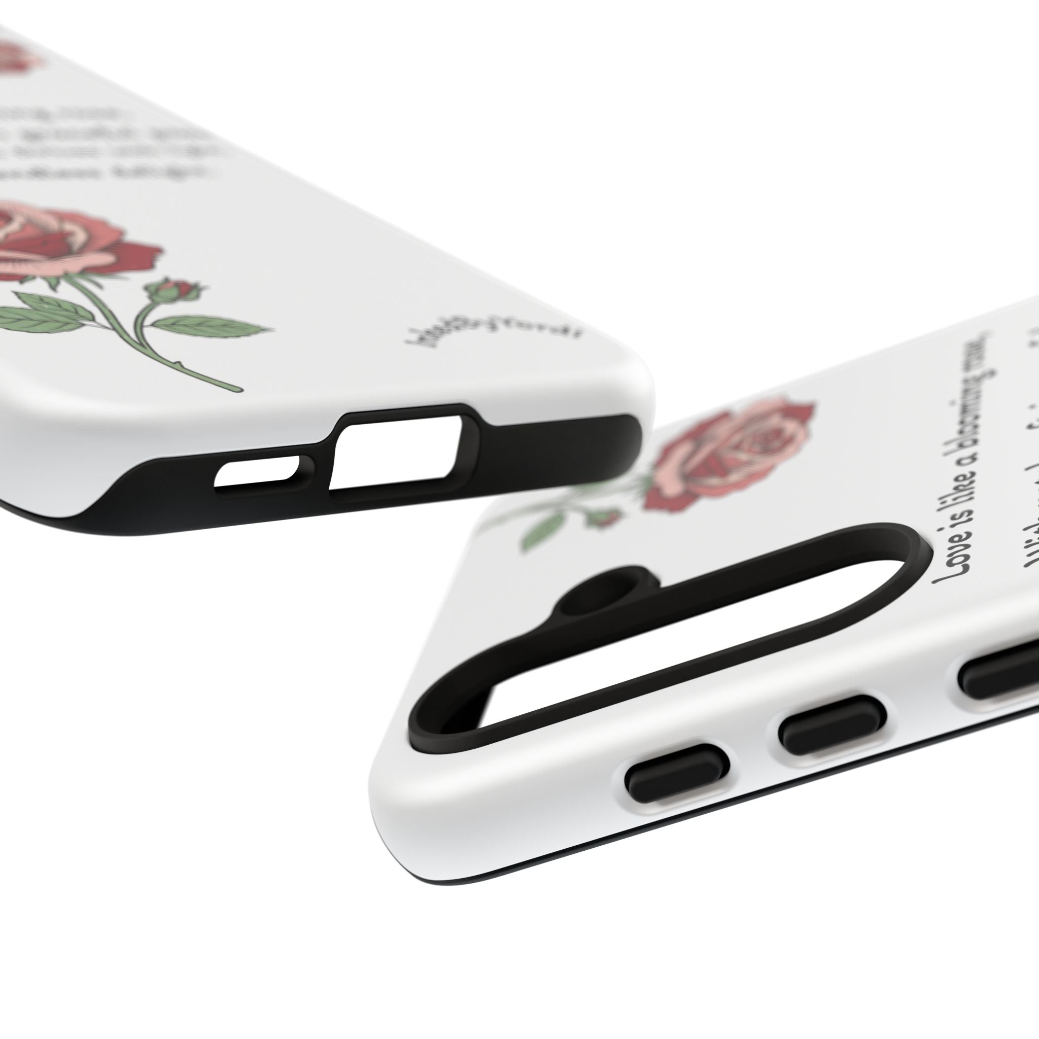 Phone Case - 'Love is like a blooming rose' Minimalist Tough Protective Cover
