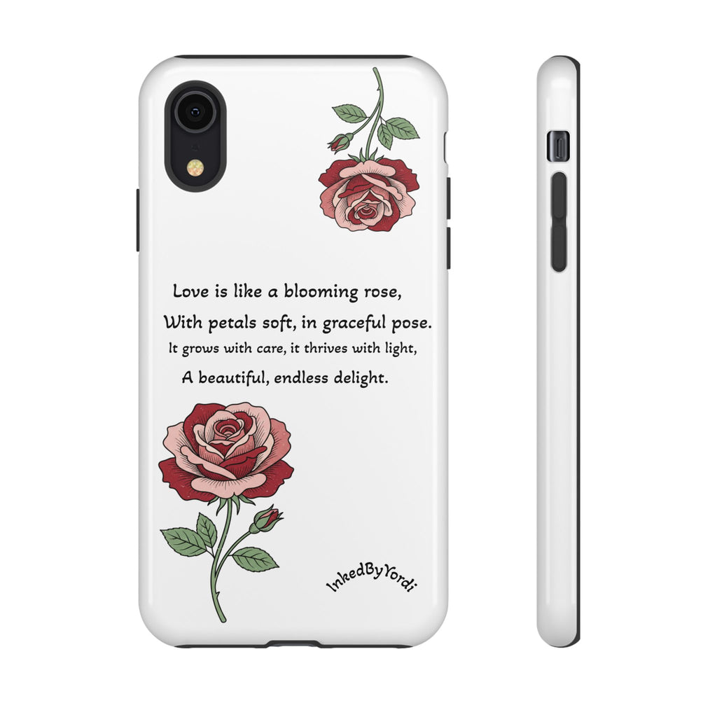 Phone Case - 'Love is like a blooming rose' Minimalist Tough Protective Cover