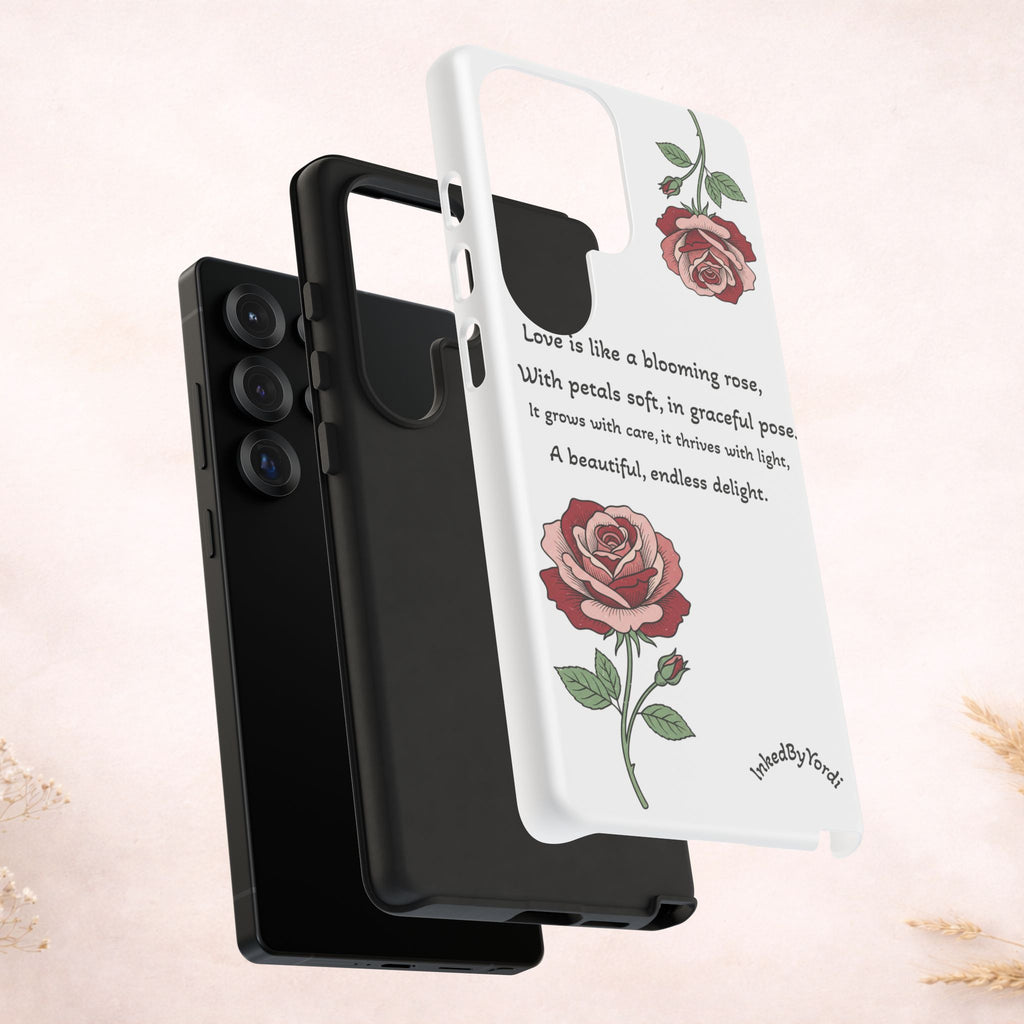 Phone Case - 'Love is like a blooming rose' Minimalist Tough Protective Cover