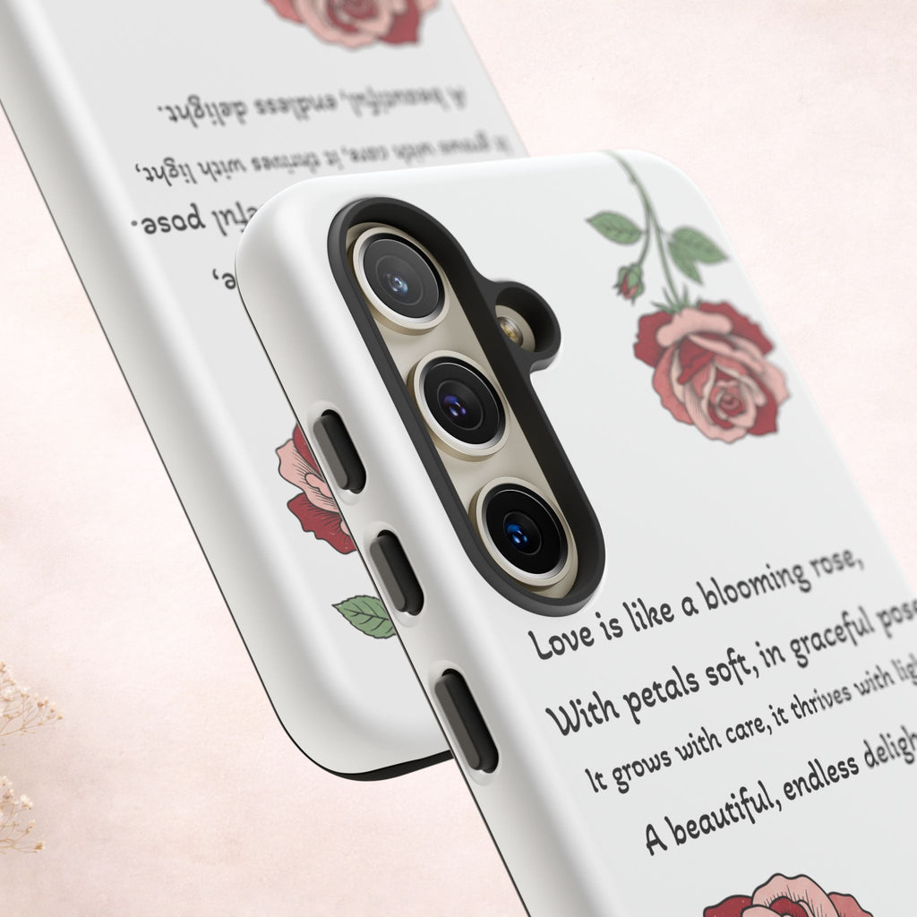 Phone Case - 'Love is like a blooming rose' Minimalist Tough Protective Cover