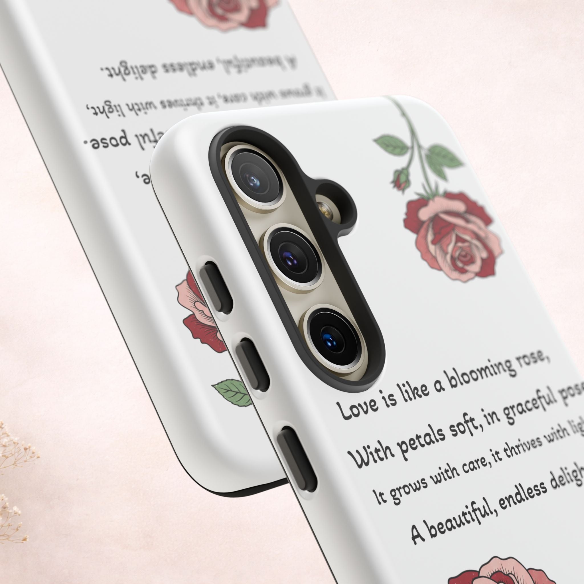 Phone Case - 'Love is like a blooming rose' Minimalist Tough Protective Cover