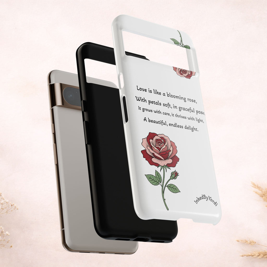 Phone Case - 'Love is like a blooming rose' Minimalist Tough Protective Cover