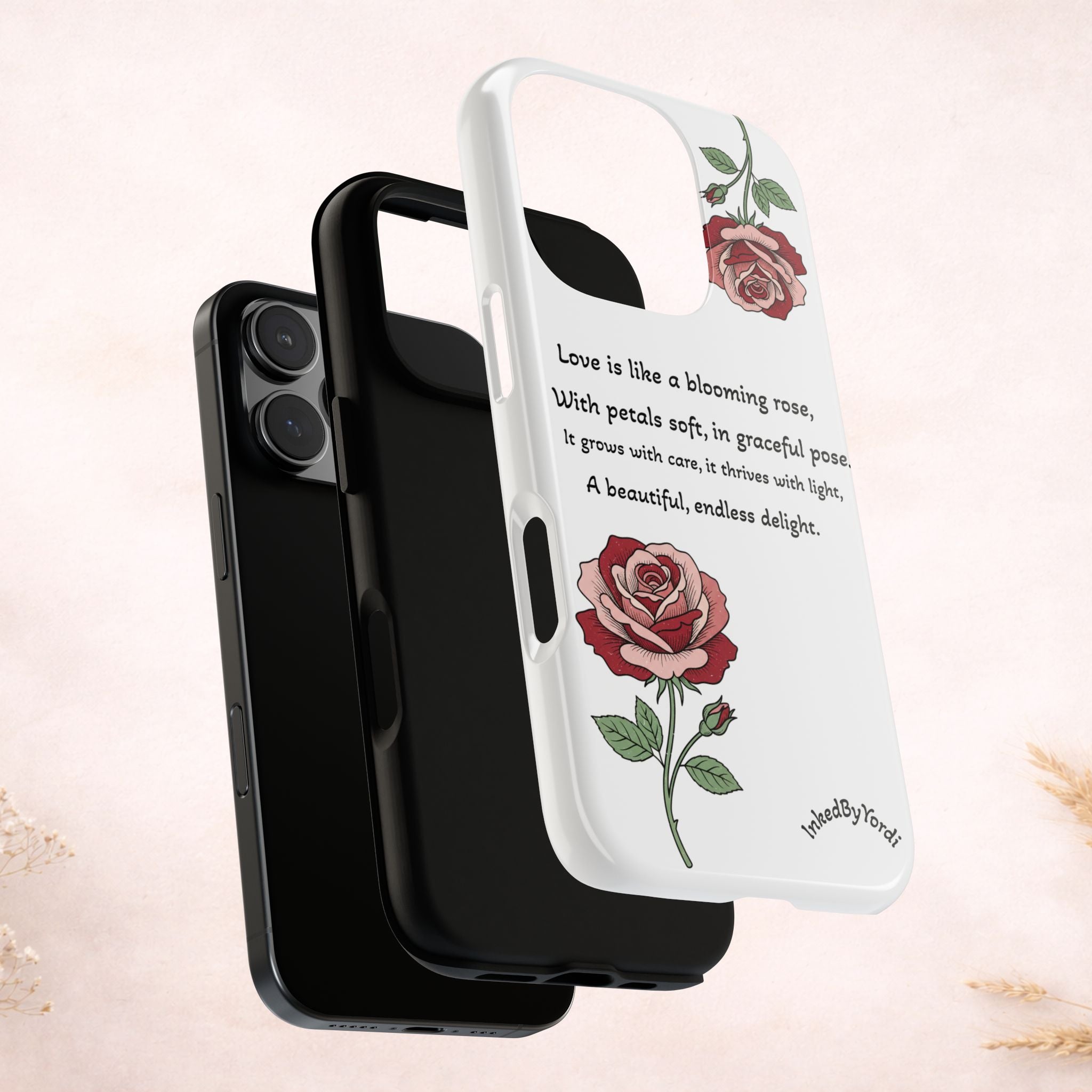 Phone Case - 'Love is like a blooming rose' Minimalist Tough Protective Cover