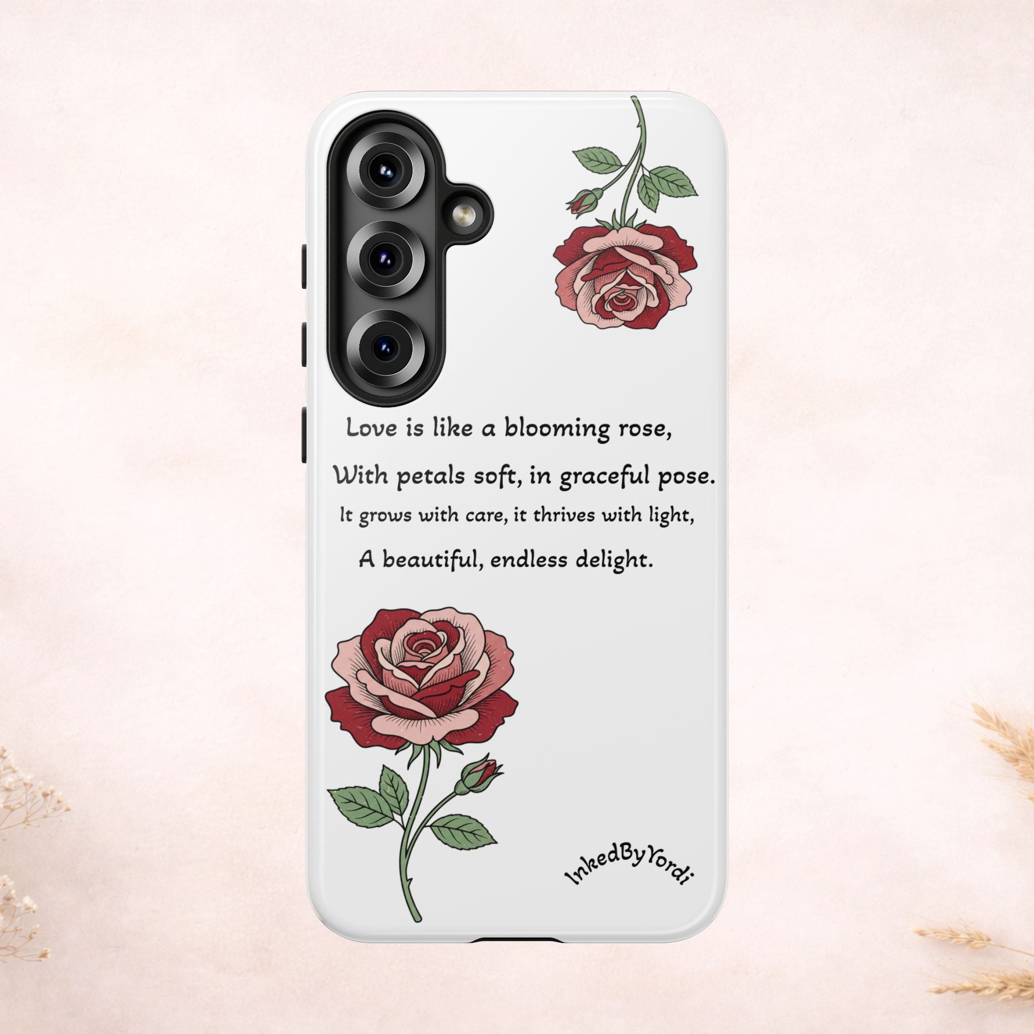 Phone Case - 'Love is like a blooming rose' Minimalist Tough Protective Cover