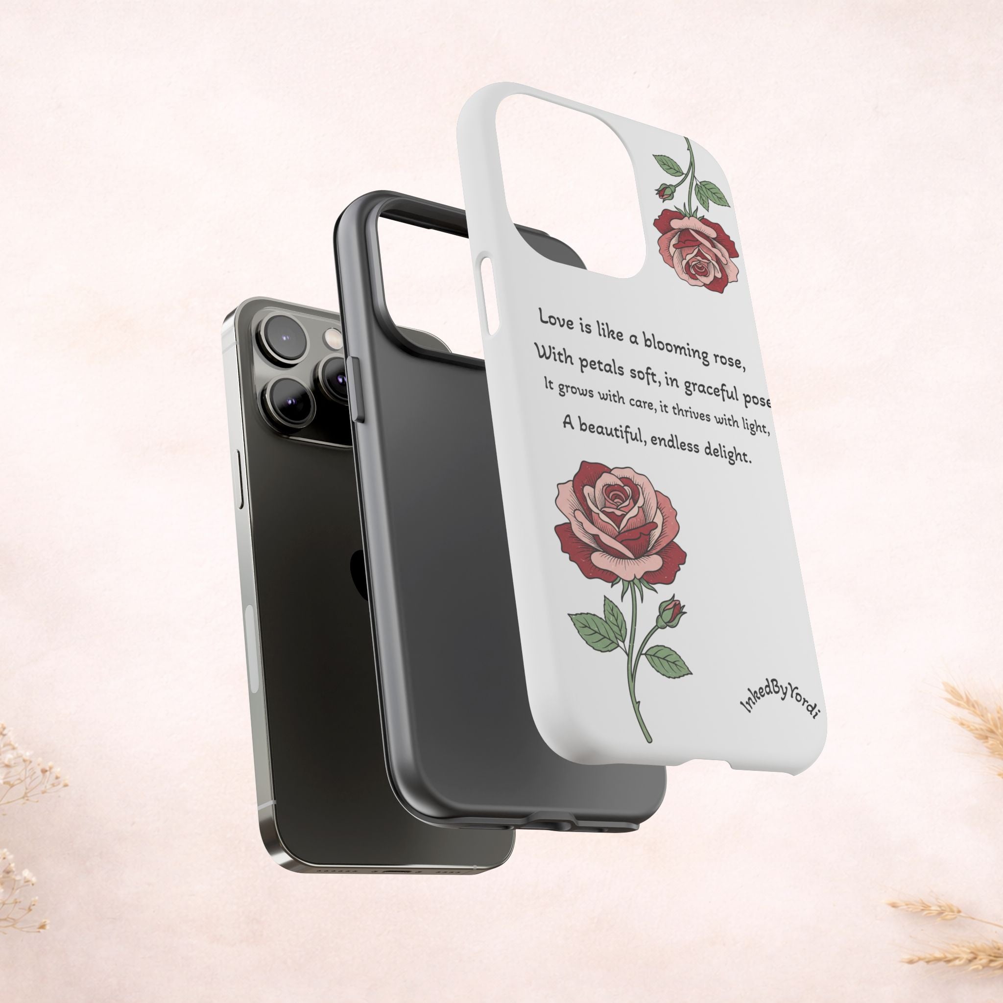 Phone Case - 'Love is like a blooming rose' Minimalist Tough Protective Cover