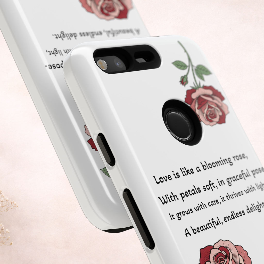 Phone Case - 'Love is like a blooming rose' Minimalist Tough Protective Cover