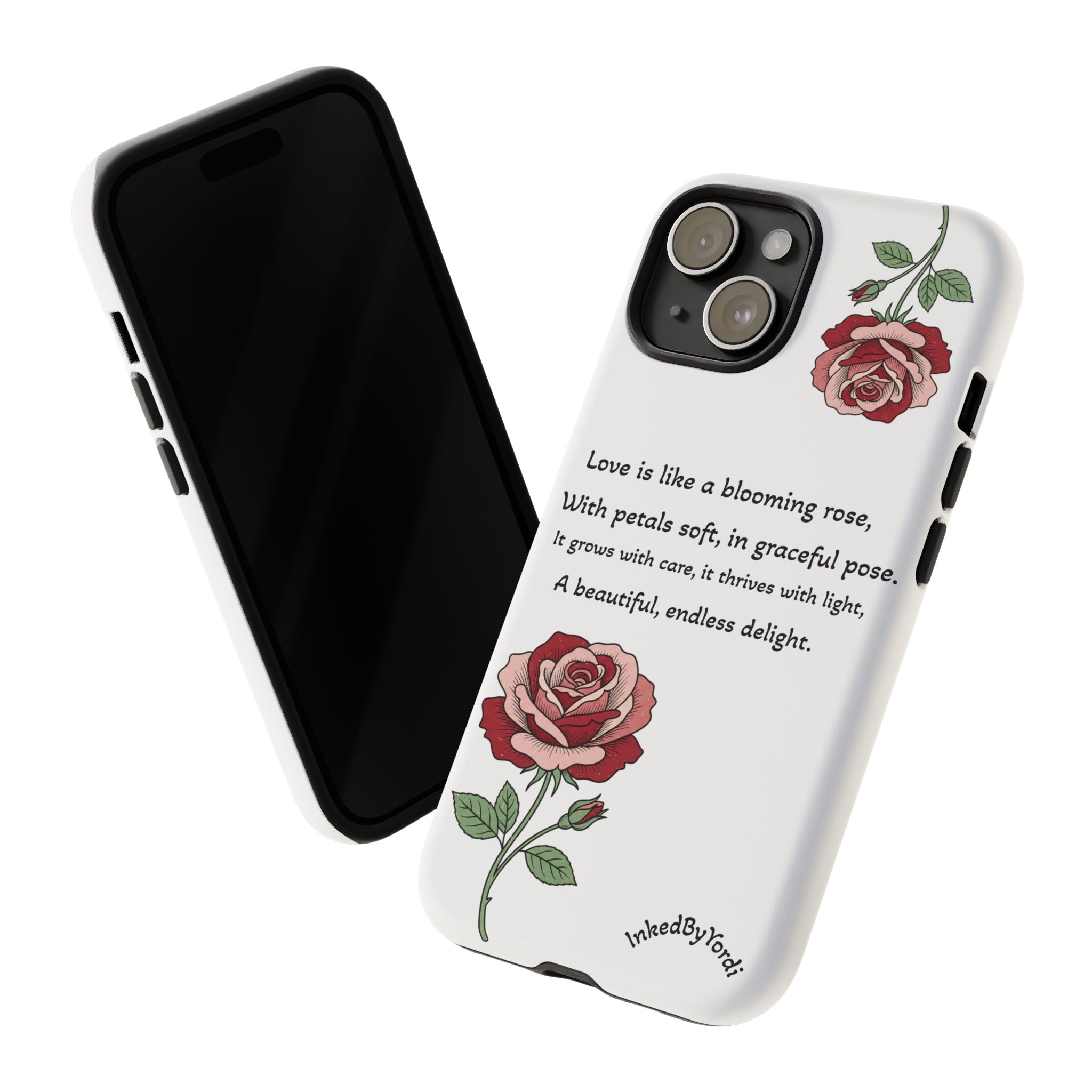 Phone Case - 'Love is like a blooming rose' Minimalist Tough Protective Cover