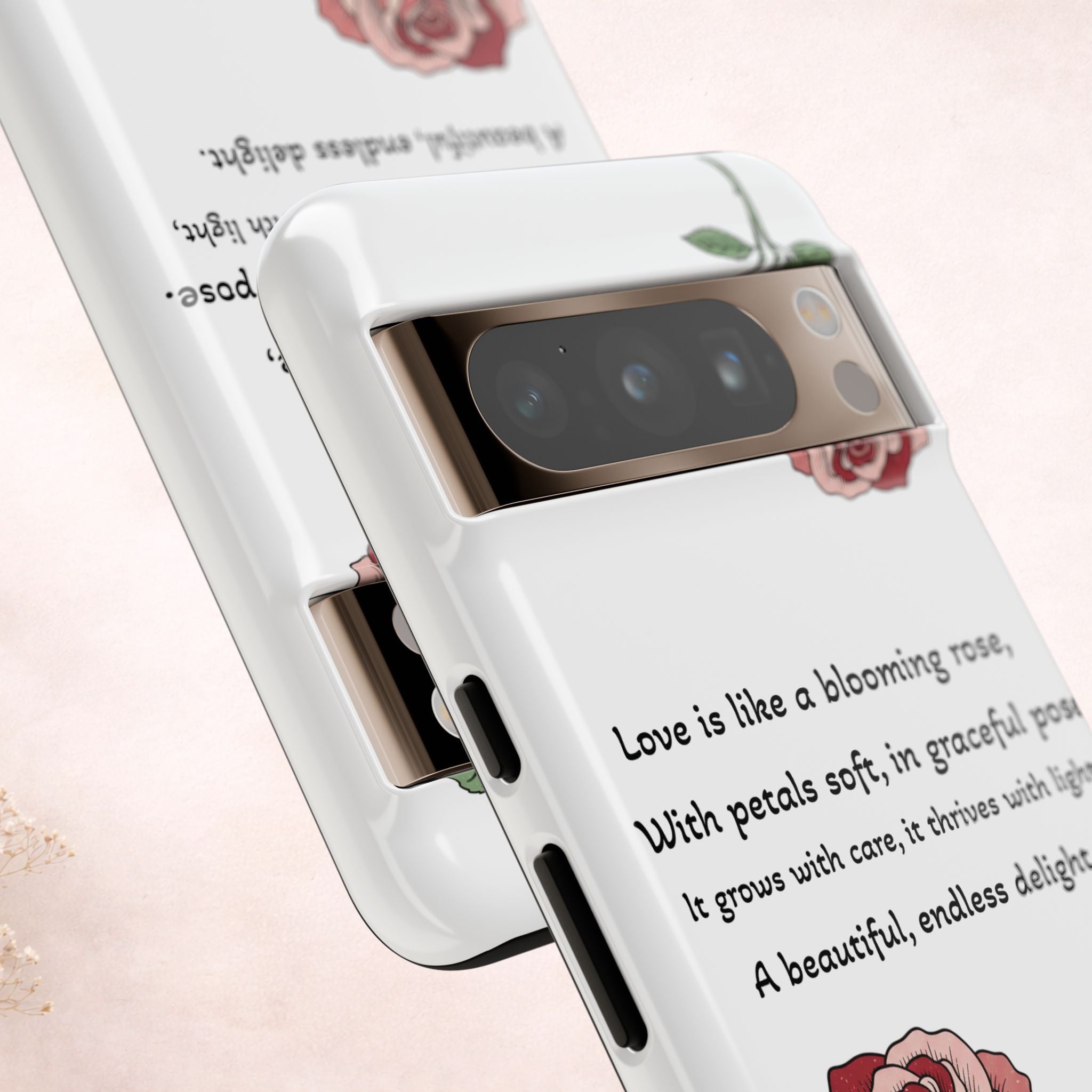 Phone Case - 'Love is like a blooming rose' Minimalist Tough Protective Cover