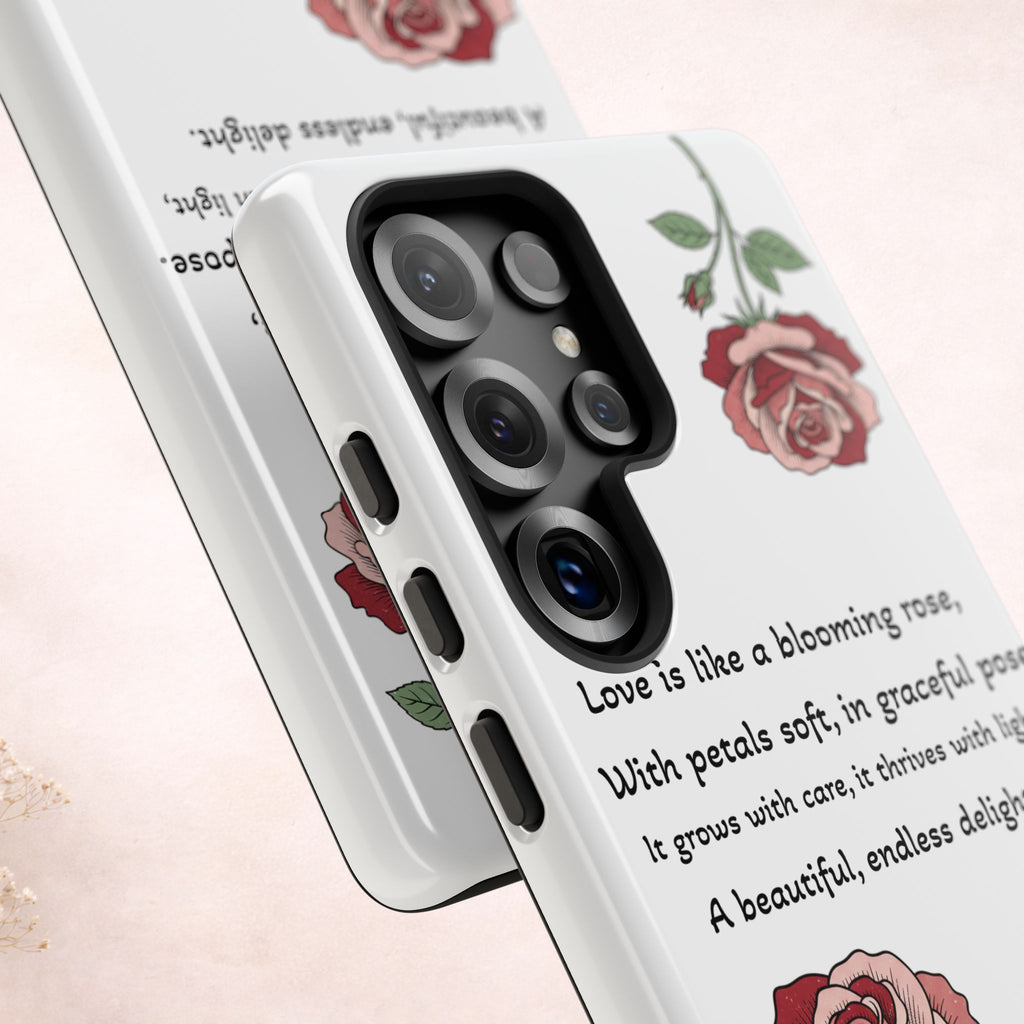 Phone Case - 'Love is like a blooming rose' Minimalist Tough Protective Cover