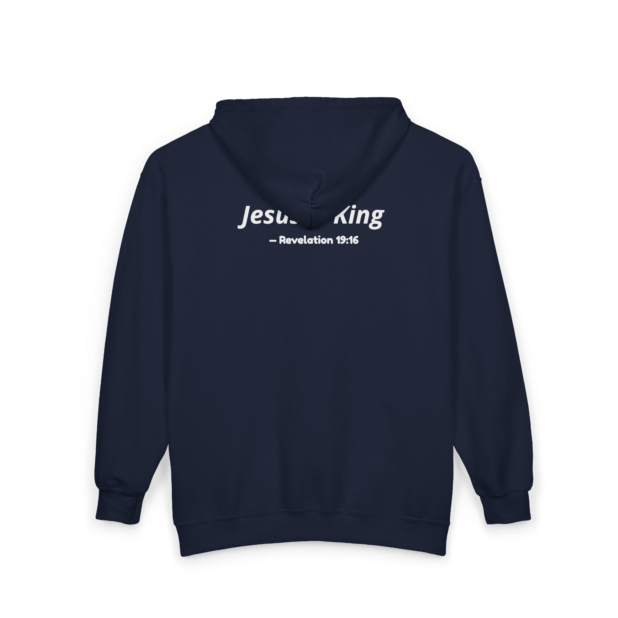 Jesus Is King Zip Hoodie — Scripture Verse Christian Cross Sweatshirt