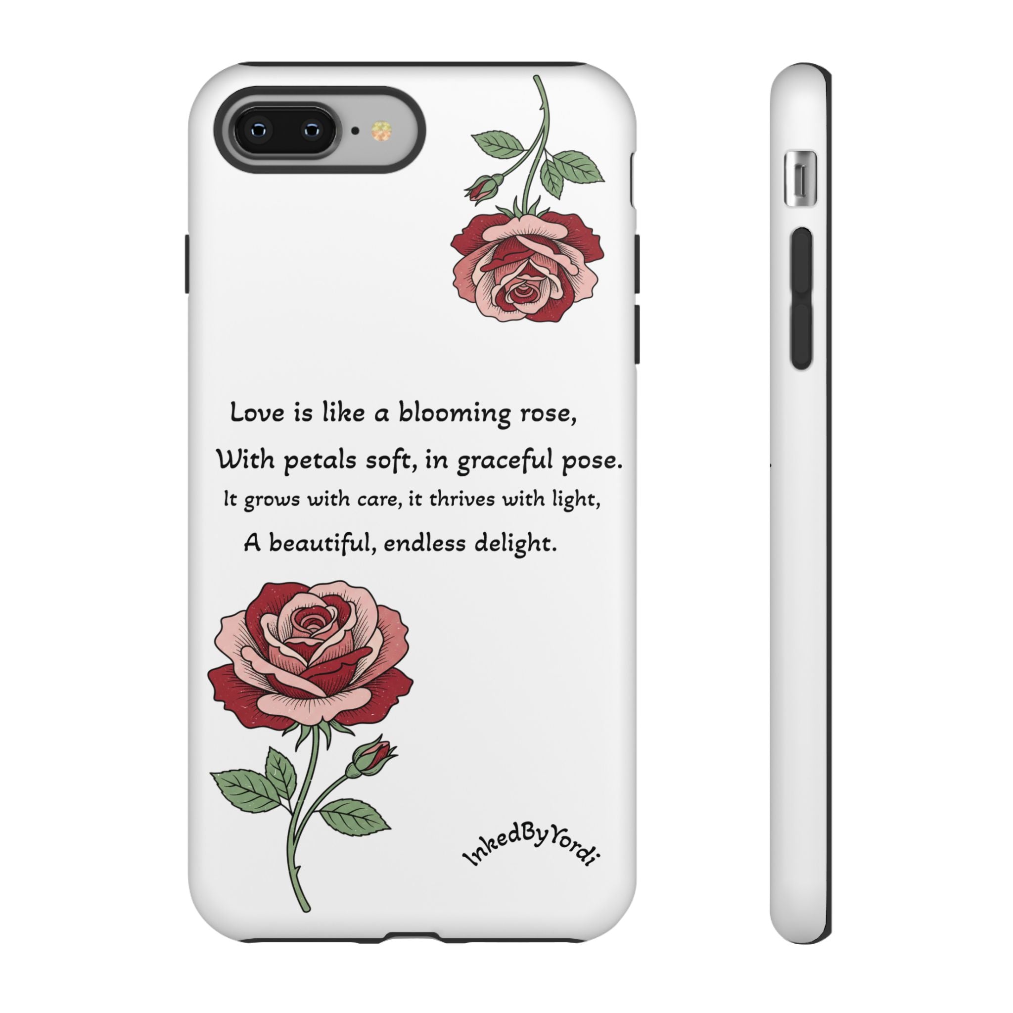 Phone Case - 'Love is like a blooming rose' Minimalist Tough Protective Cover