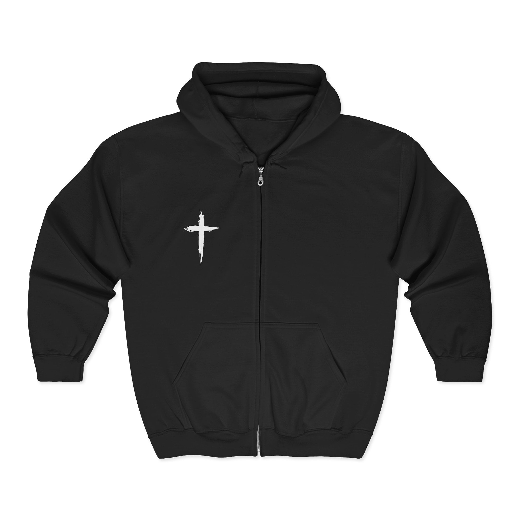 Jesus Is King Zip Hoodie — Scripture Verse Christian Cross Sweatshirt