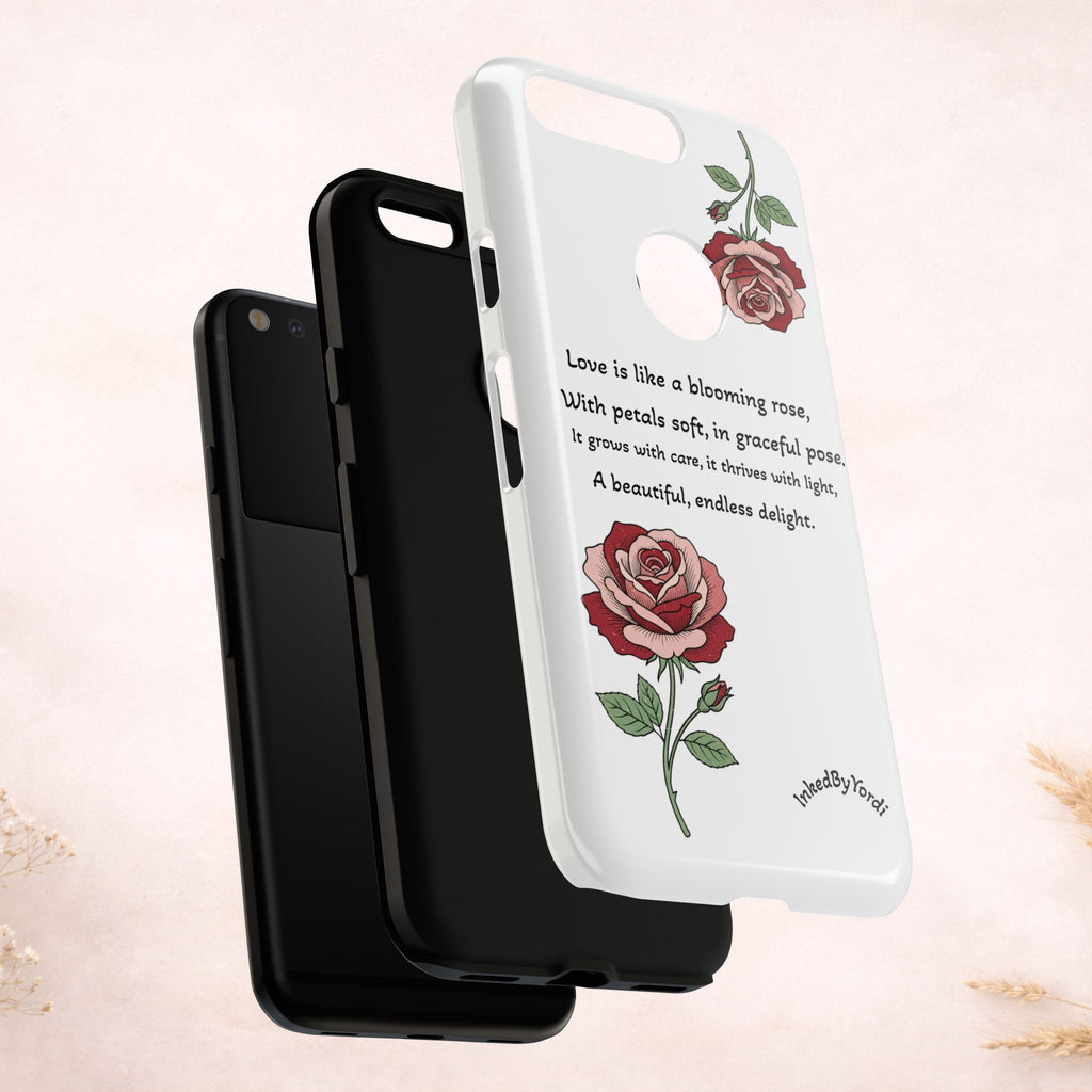 Phone Case - 'Love is like a blooming rose' Minimalist Tough Protective Cover