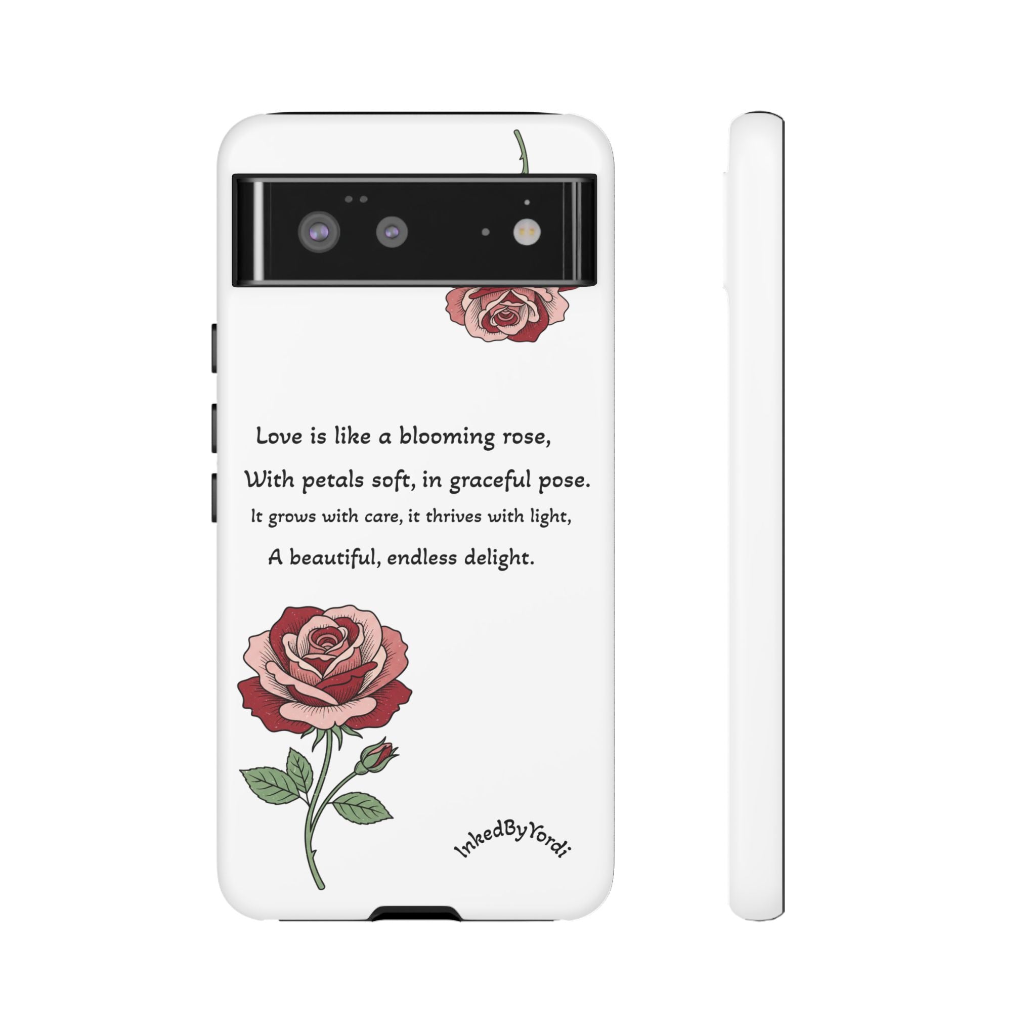 Phone Case - 'Love is like a blooming rose' Minimalist Tough Protective Cover