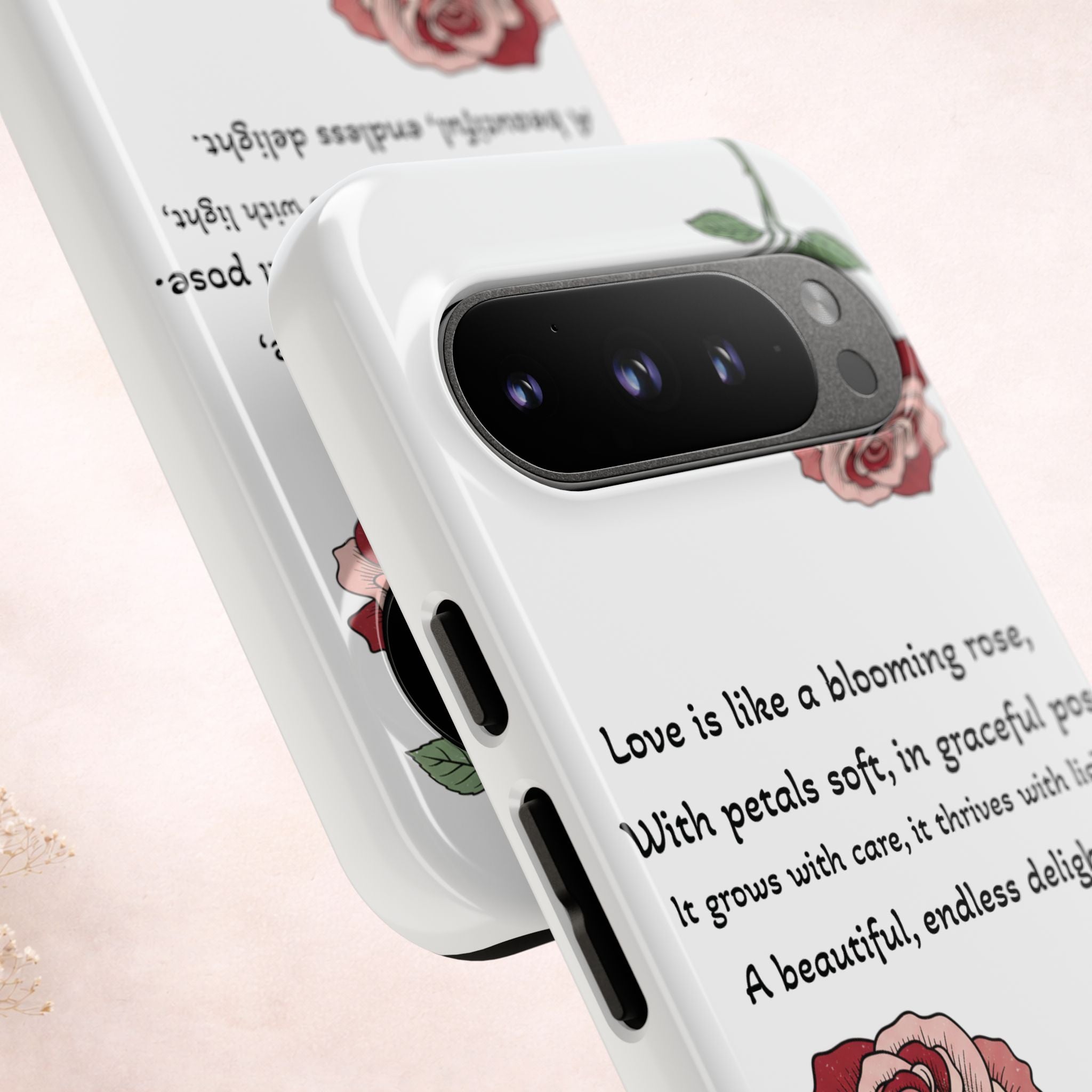 Phone Case - 'Love is like a blooming rose' Minimalist Tough Protective Cover