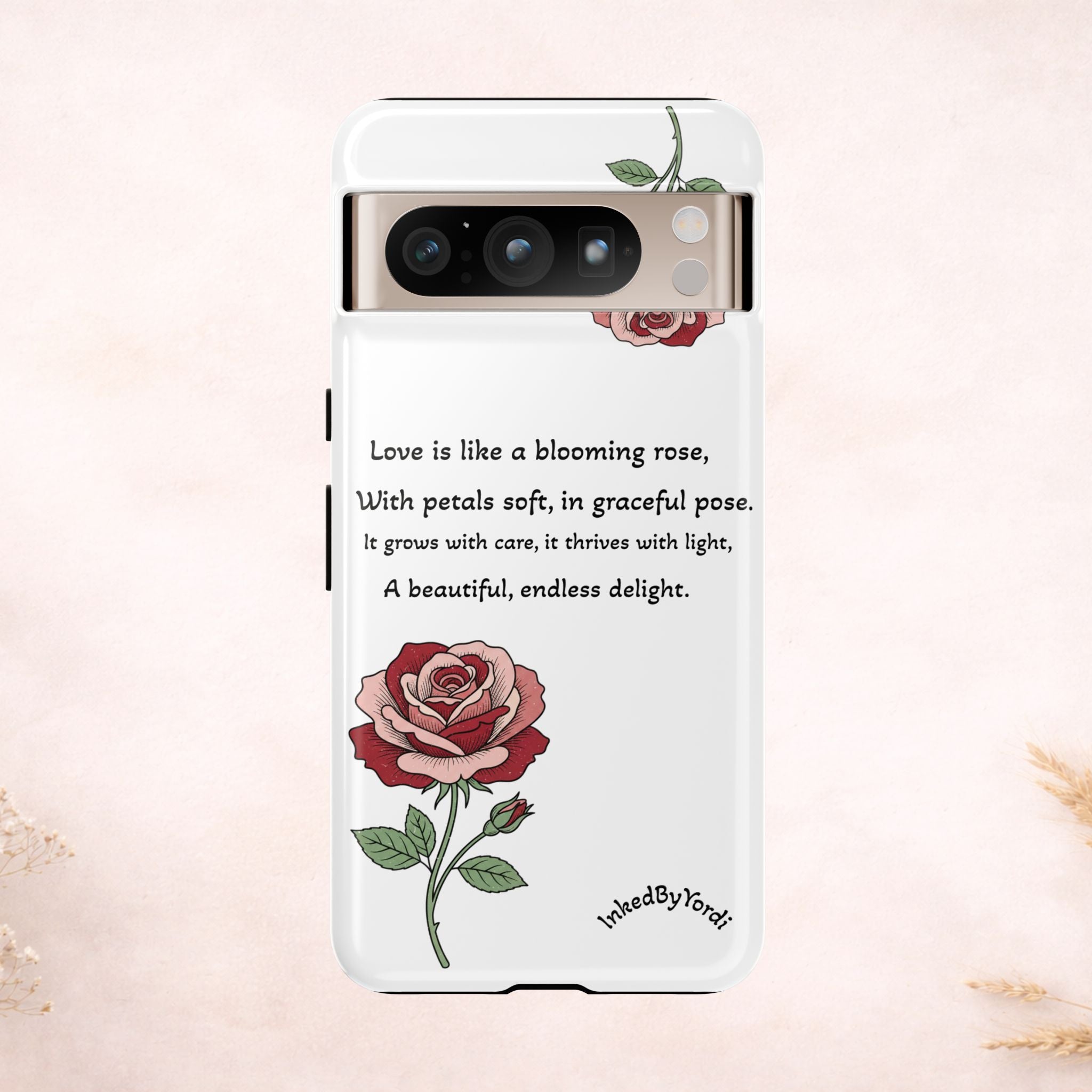 Phone Case - 'Love is like a blooming rose' Minimalist Tough Protective Cover
