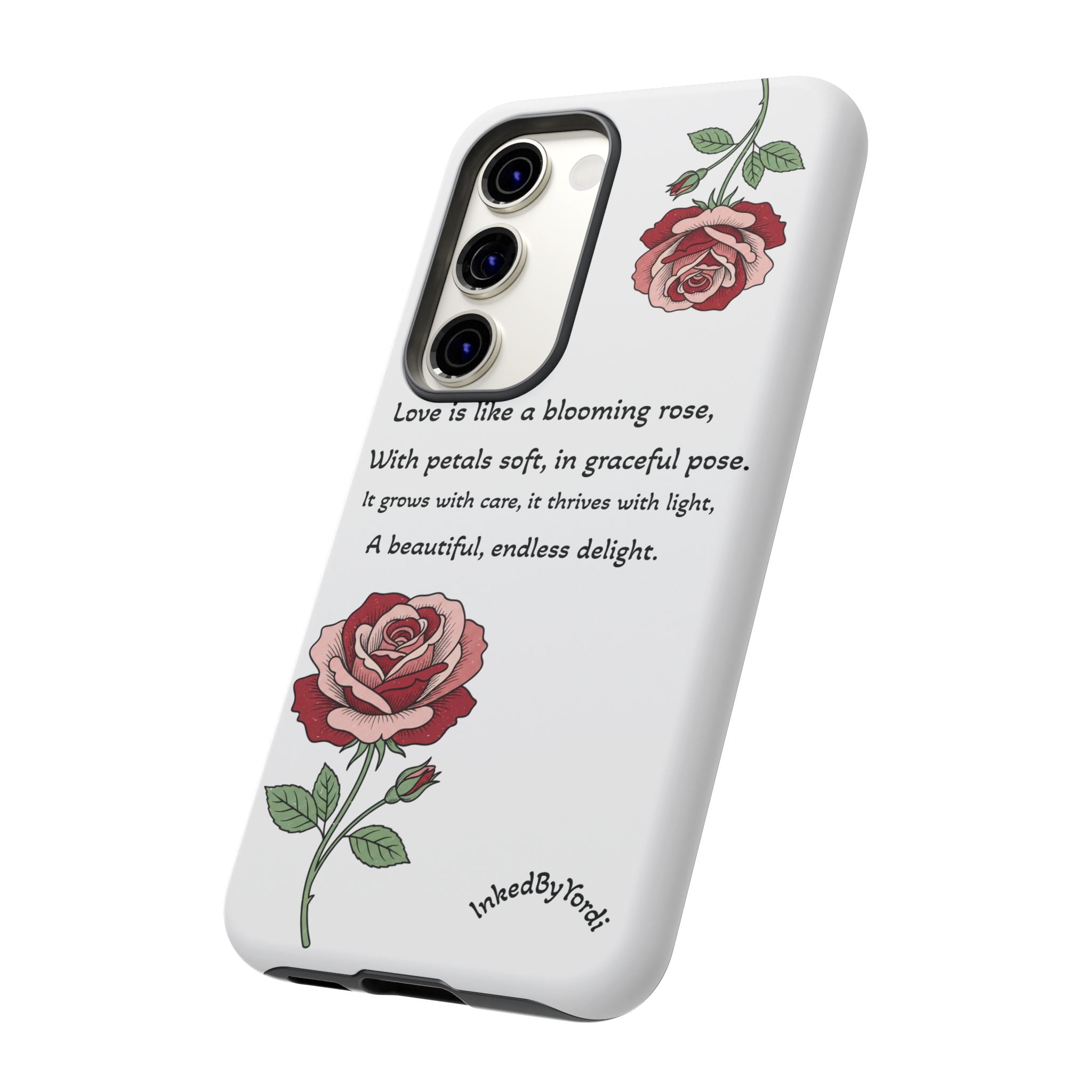 Phone Case - 'Love is like a blooming rose' Minimalist Tough Protective Cover