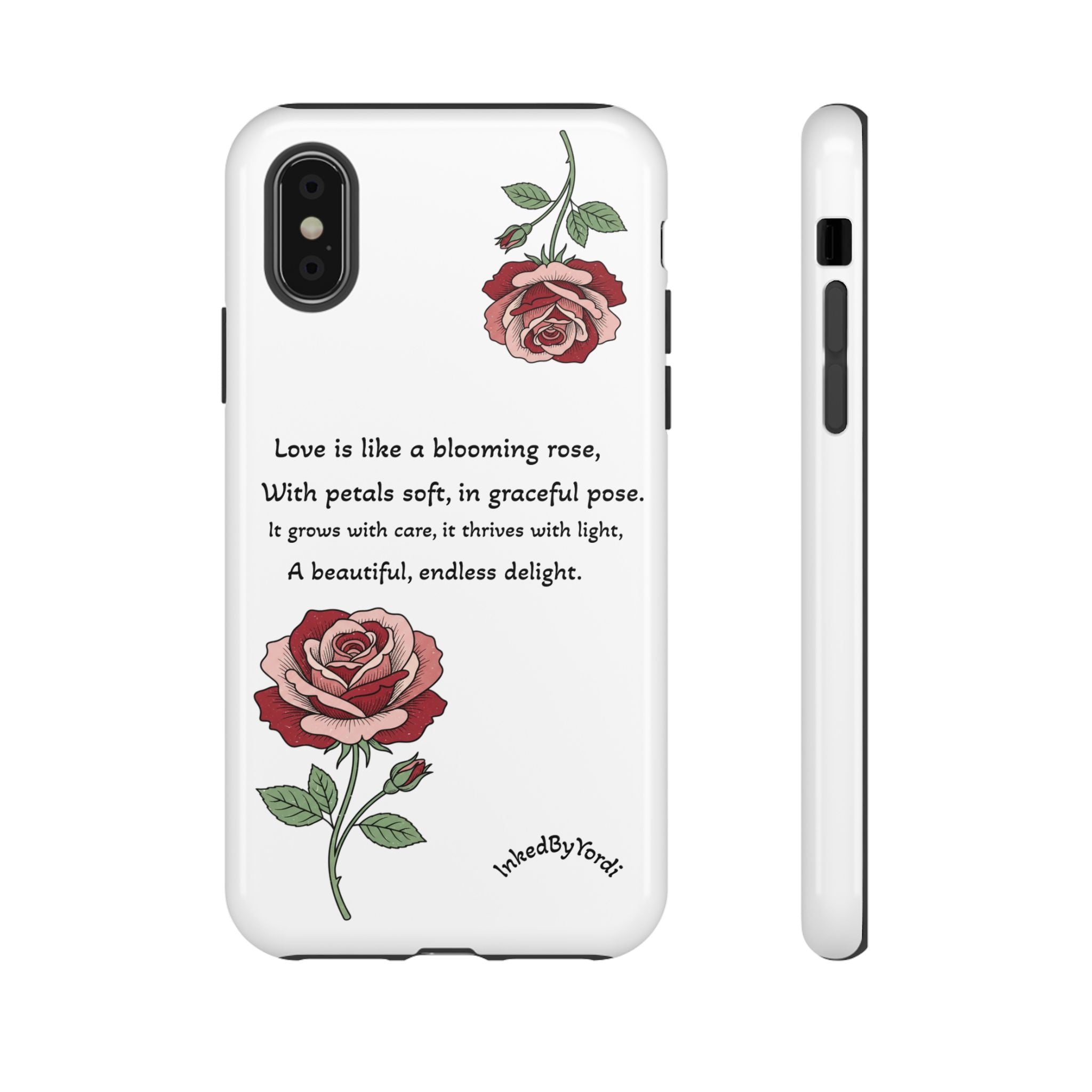 Phone Case - 'Love is like a blooming rose' Minimalist Tough Protective Cover