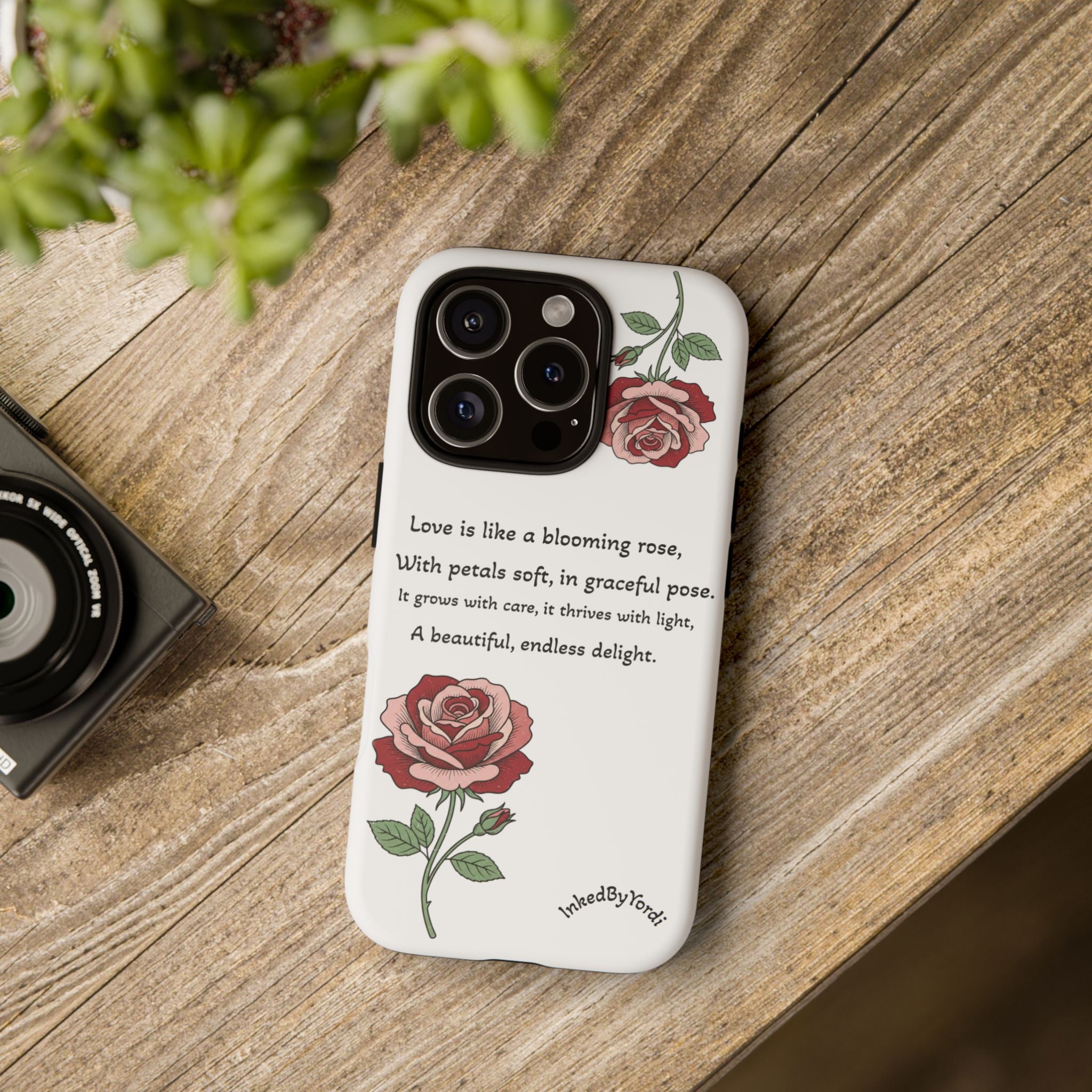 Phone Case - 'Love is like a blooming rose' Minimalist Tough Protective Cover