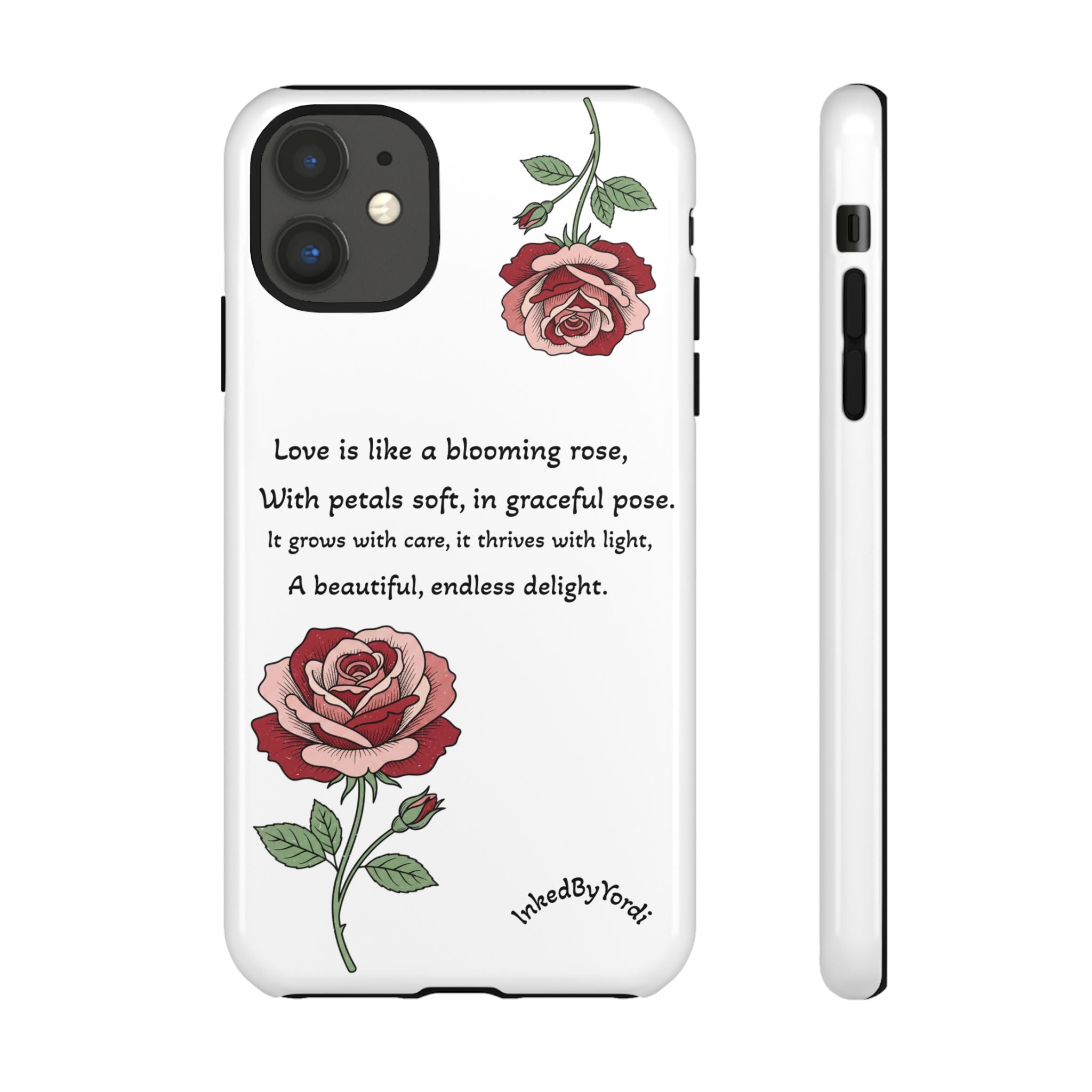 Phone Case - 'Love is like a blooming rose' Minimalist Tough Protective Cover