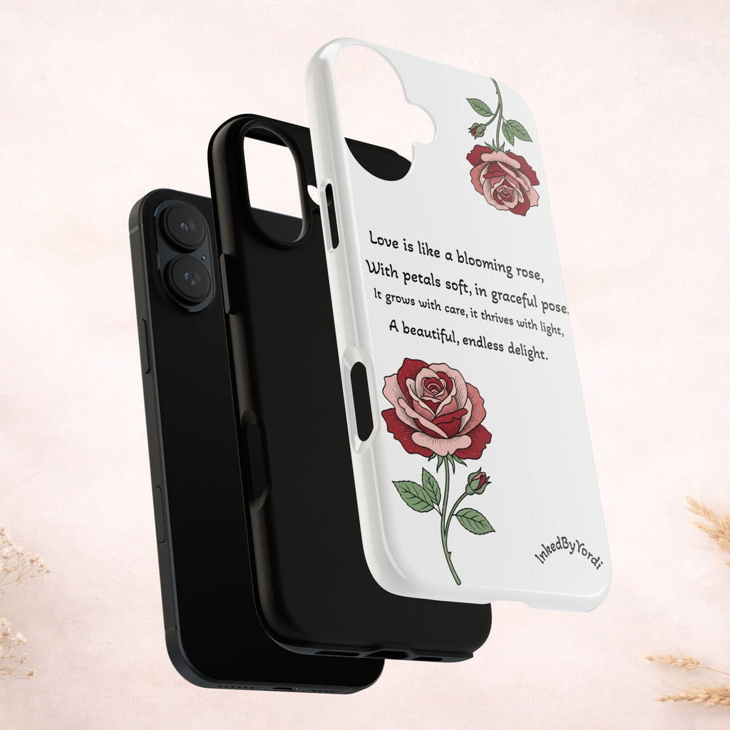 Phone Case - 'Love is like a blooming rose' Minimalist Tough Protective Cover
