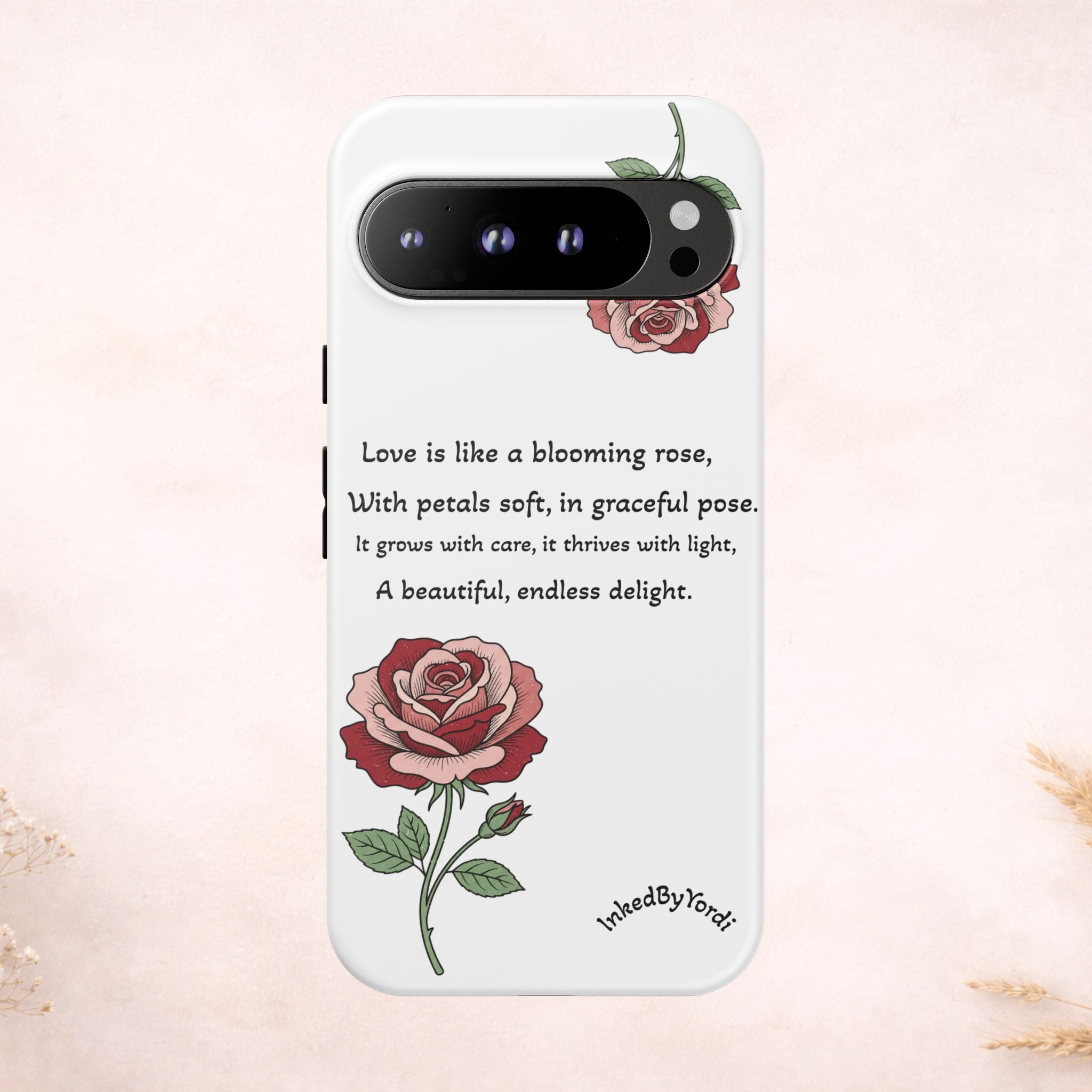 Phone Case - 'Love is like a blooming rose' Minimalist Tough Protective Cover