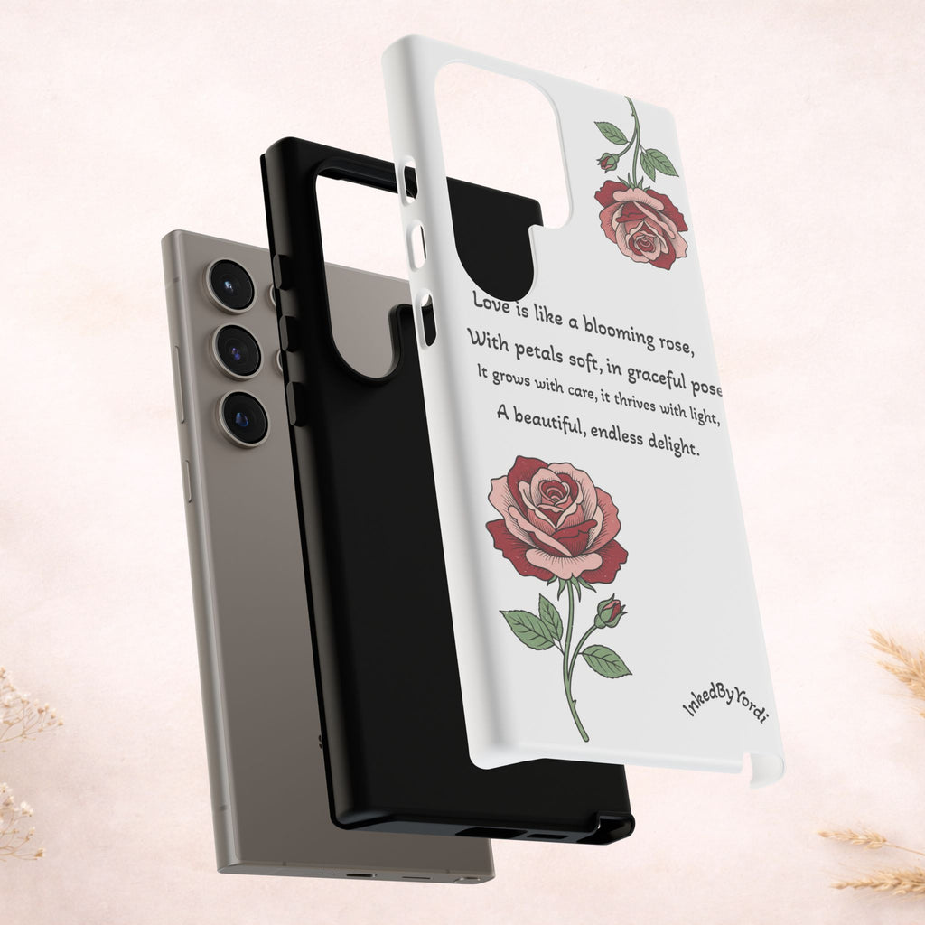 Phone Case - 'Love is like a blooming rose' Minimalist Tough Protective Cover