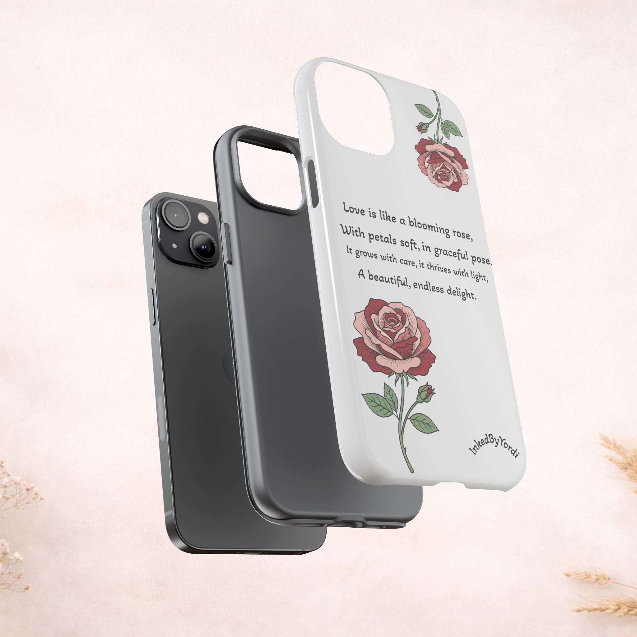 Phone Case - 'Love is like a blooming rose' Minimalist Tough Protective Cover
