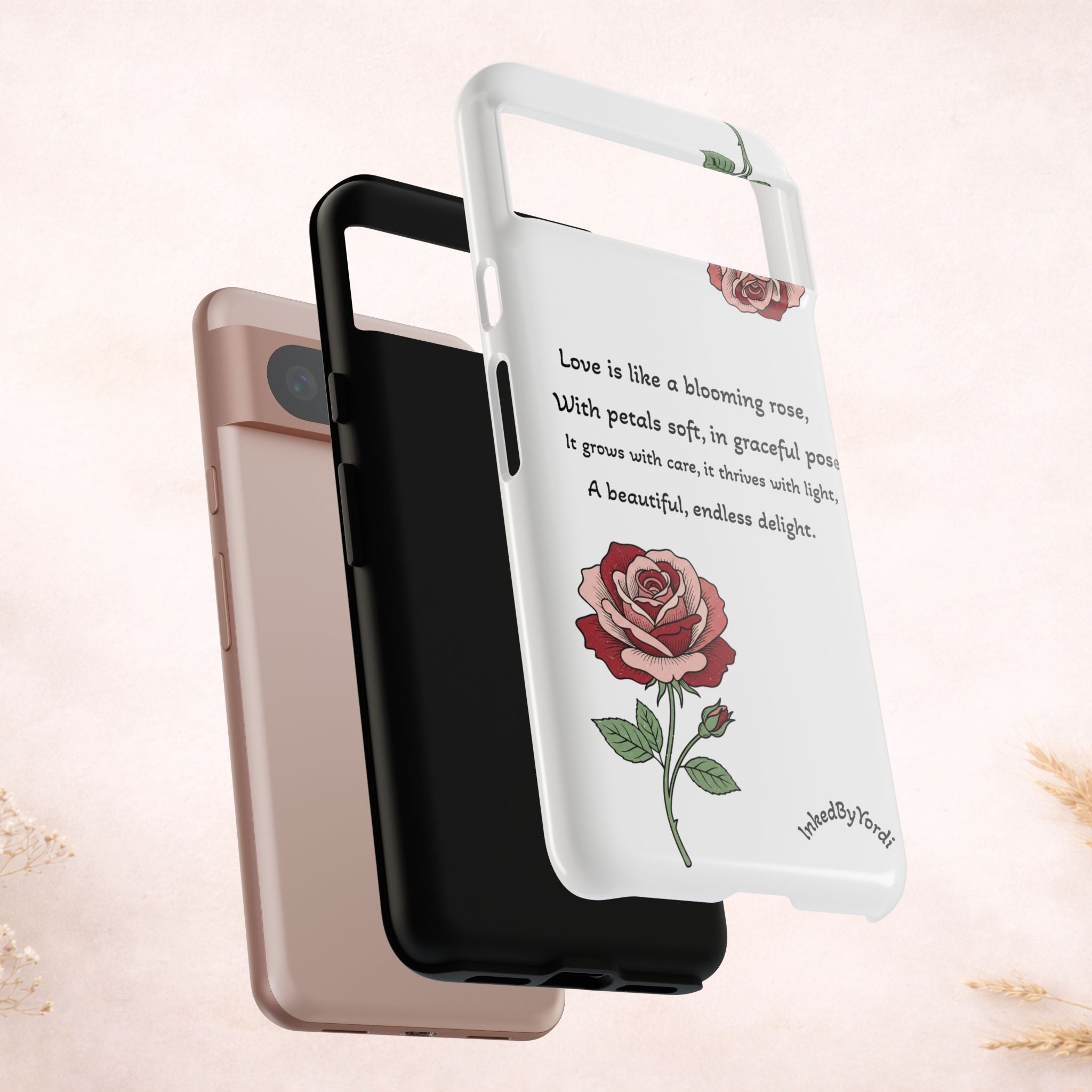 Phone Case - 'Love is like a blooming rose' Minimalist Tough Protective Cover