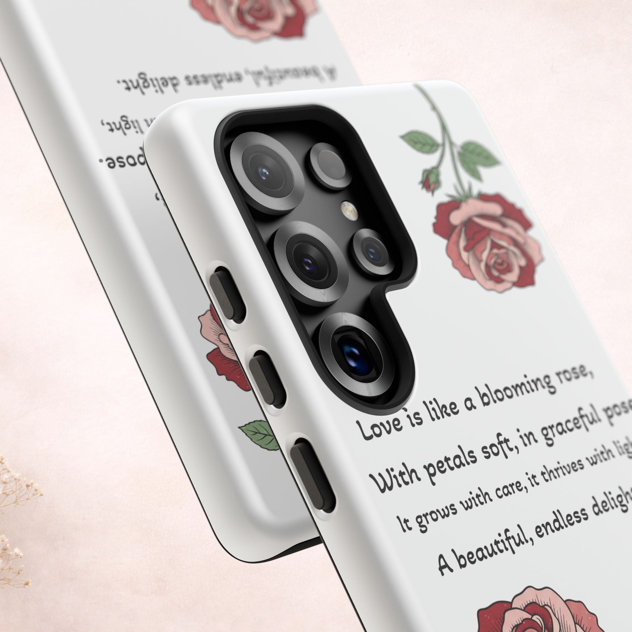 Phone Case - 'Love is like a blooming rose' Minimalist Tough Protective Cover