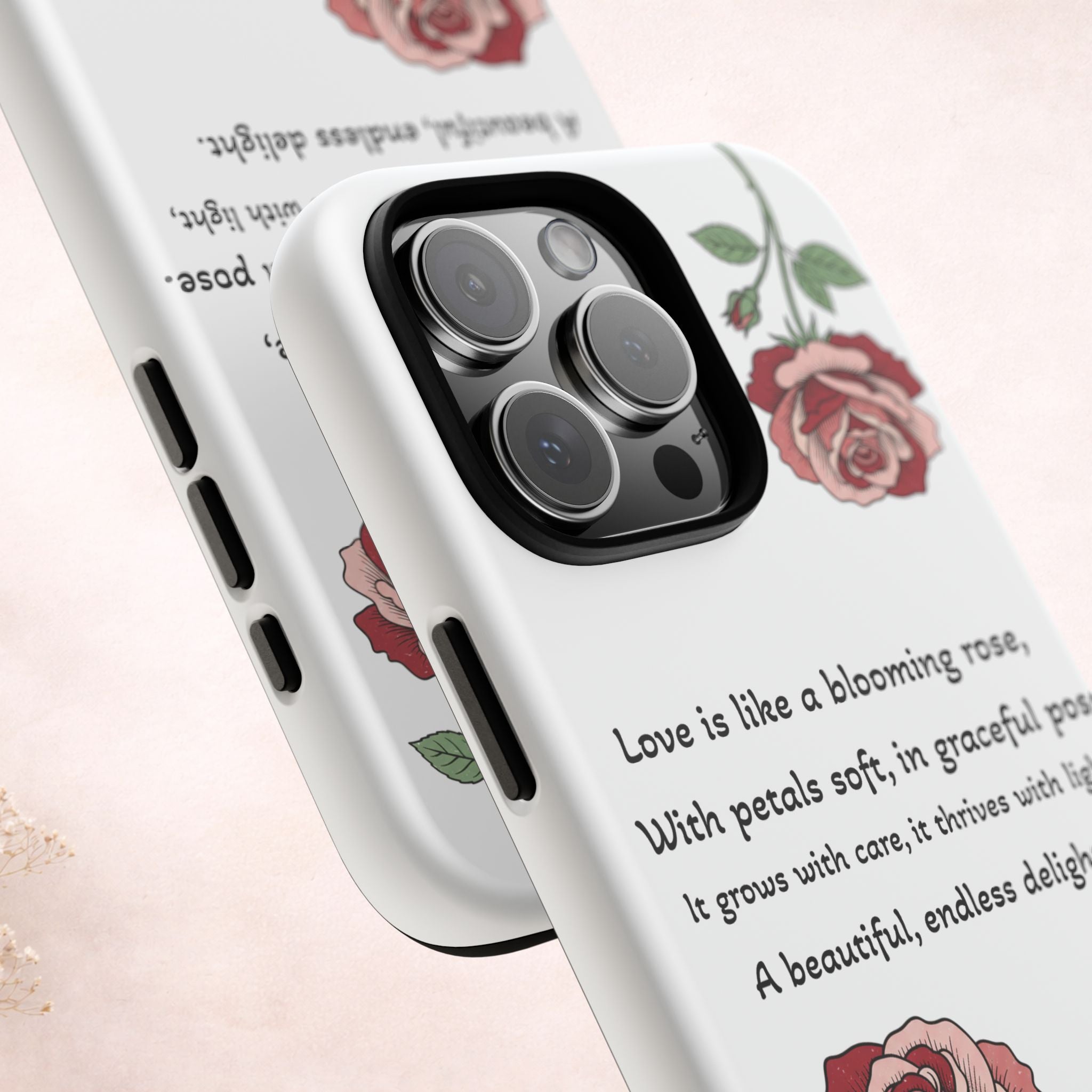 Phone Case - 'Love is like a blooming rose' Minimalist Tough Protective Cover