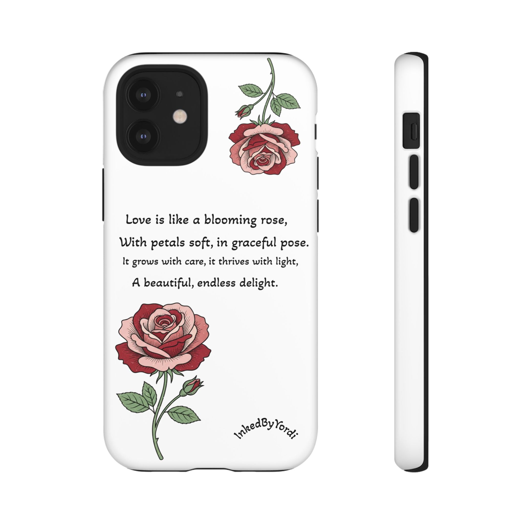 Phone Case - 'Love is like a blooming rose' Minimalist Tough Protective Cover