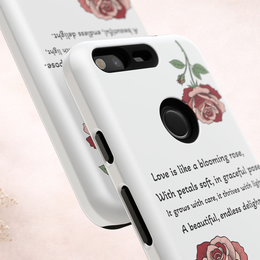 Phone Case - 'Love is like a blooming rose' Minimalist Tough Protective Cover