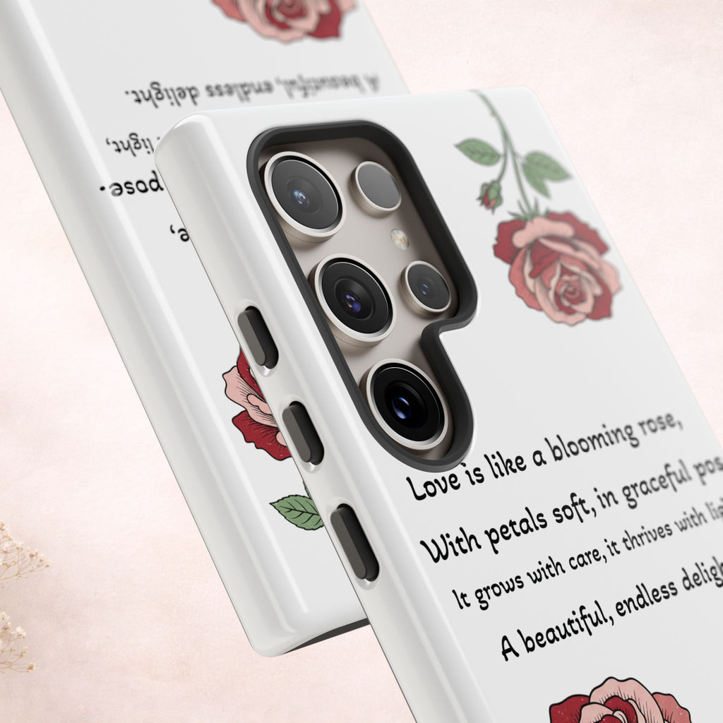 Phone Case - 'Love is like a blooming rose' Minimalist Tough Protective Cover