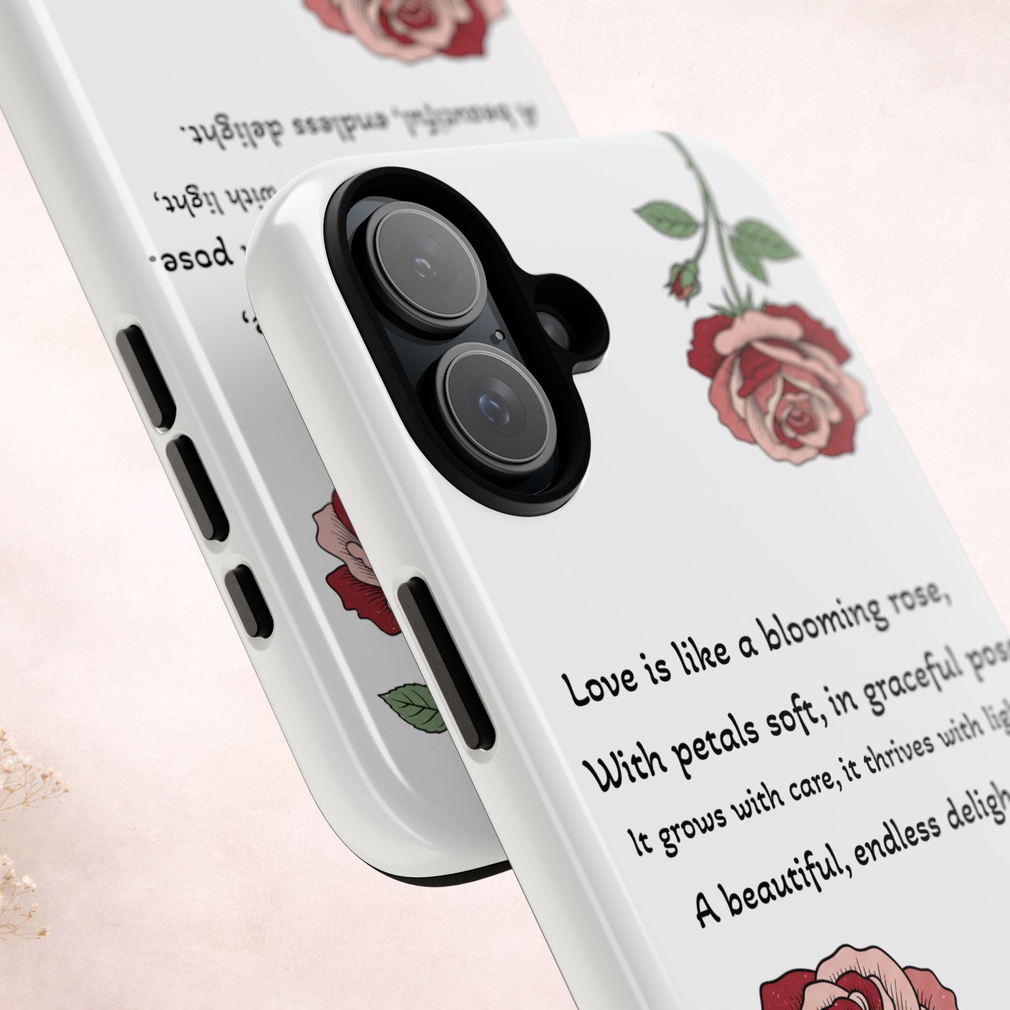 Phone Case - 'Love is like a blooming rose' Minimalist Tough Protective Cover
