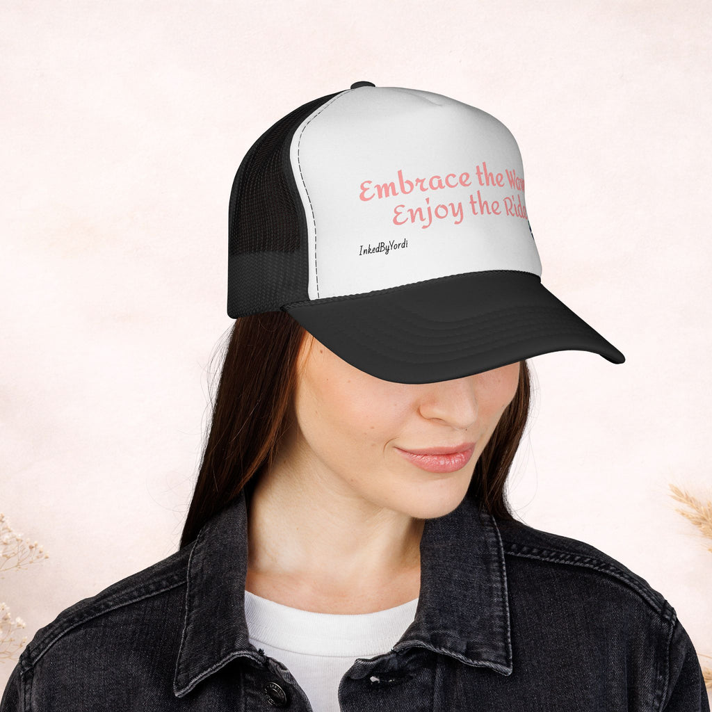 Embrace the Waves Enjoy the Ride Trucker Hat | Coastal Motivational Mesh Snapback