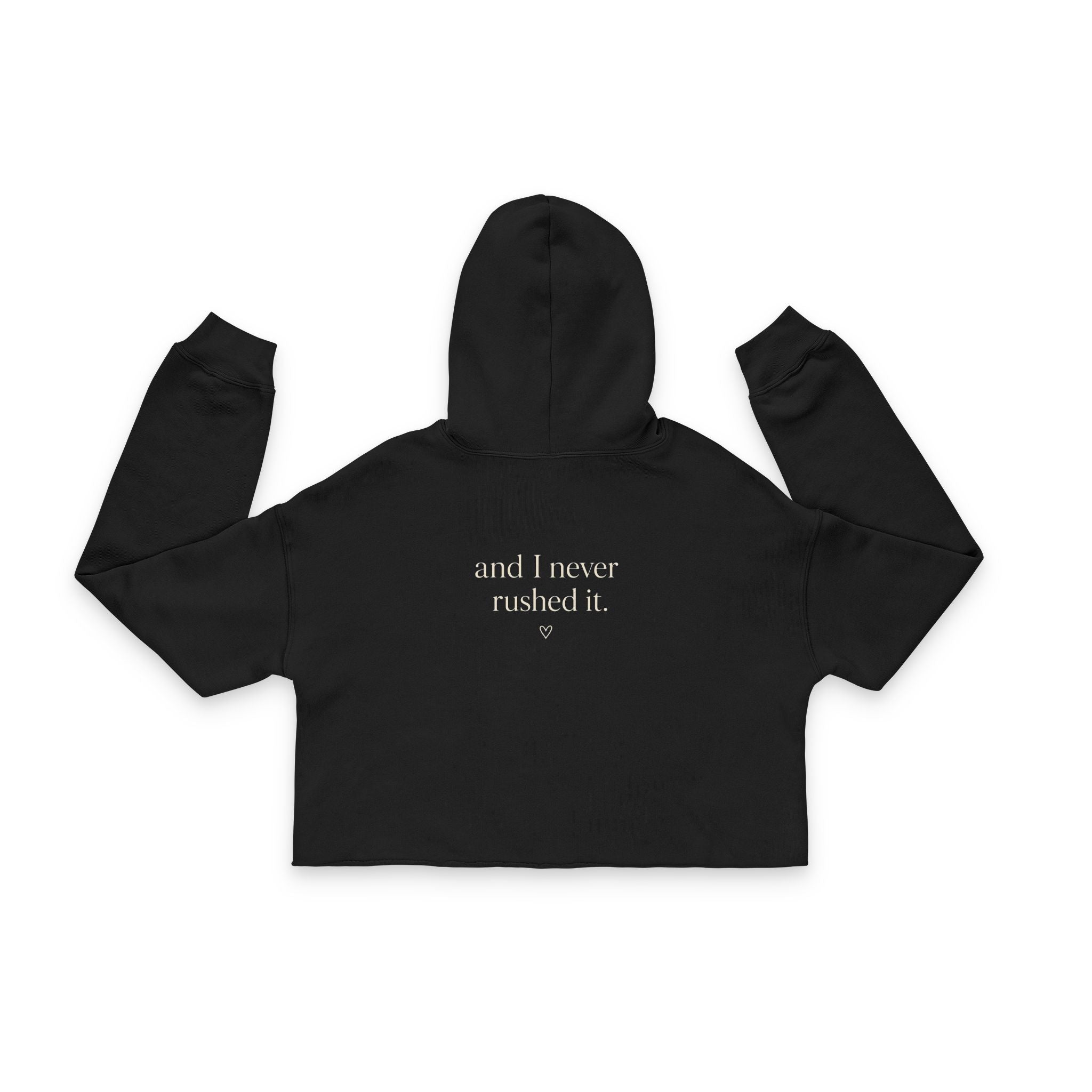 Cropped Hoodie — “I Fell in Love the Quiet Way” Minimal Quote Hoodie for Women
