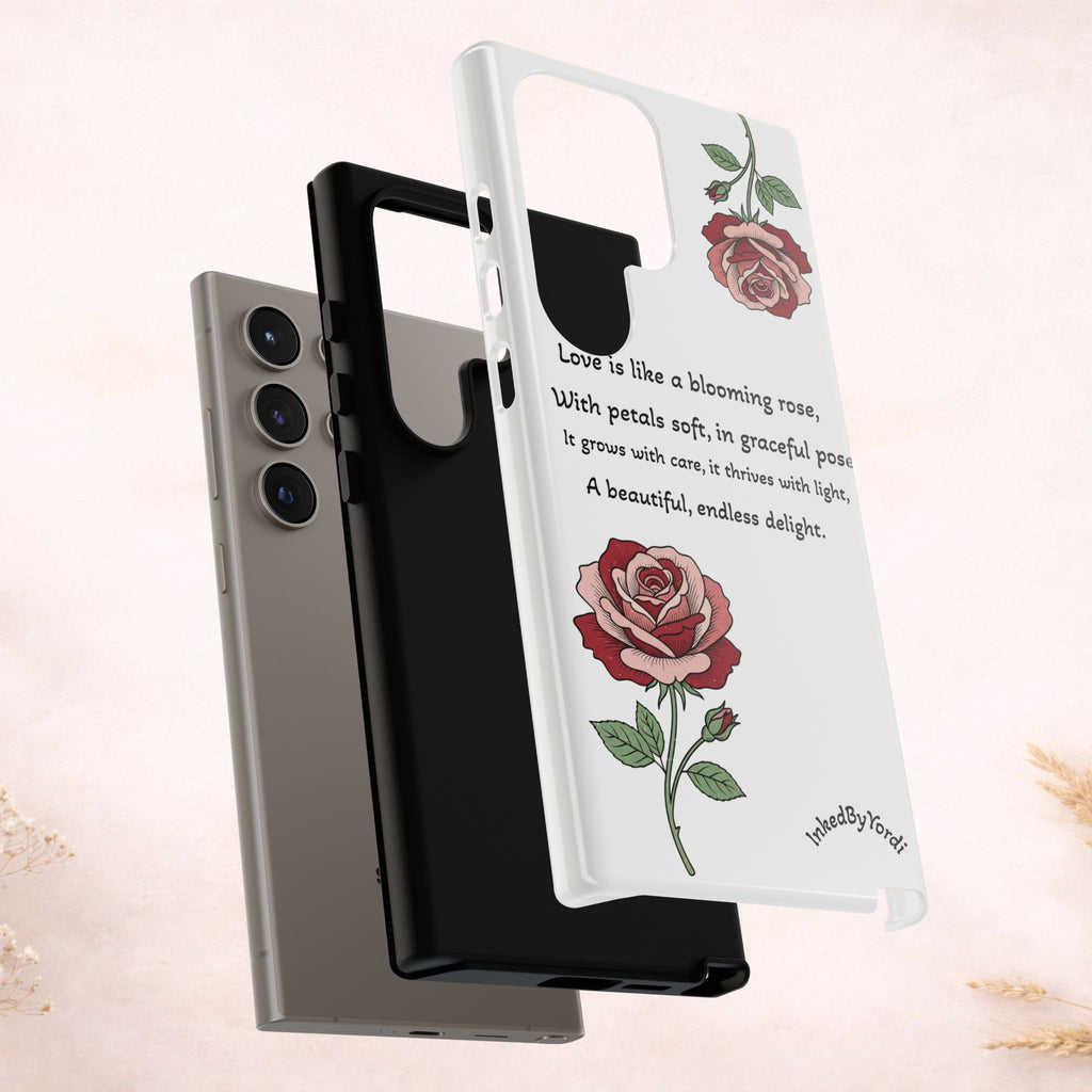 Phone Case - 'Love is like a blooming rose' Minimalist Tough Protective Cover
