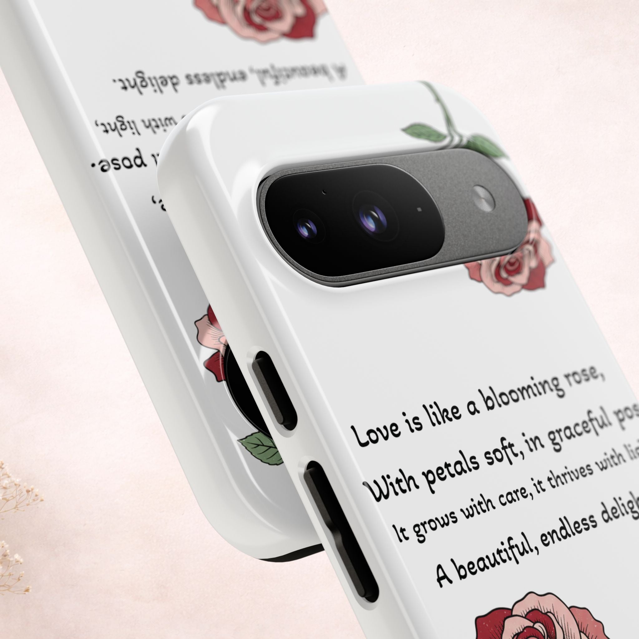 Phone Case - 'Love is like a blooming rose' Minimalist Tough Protective Cover