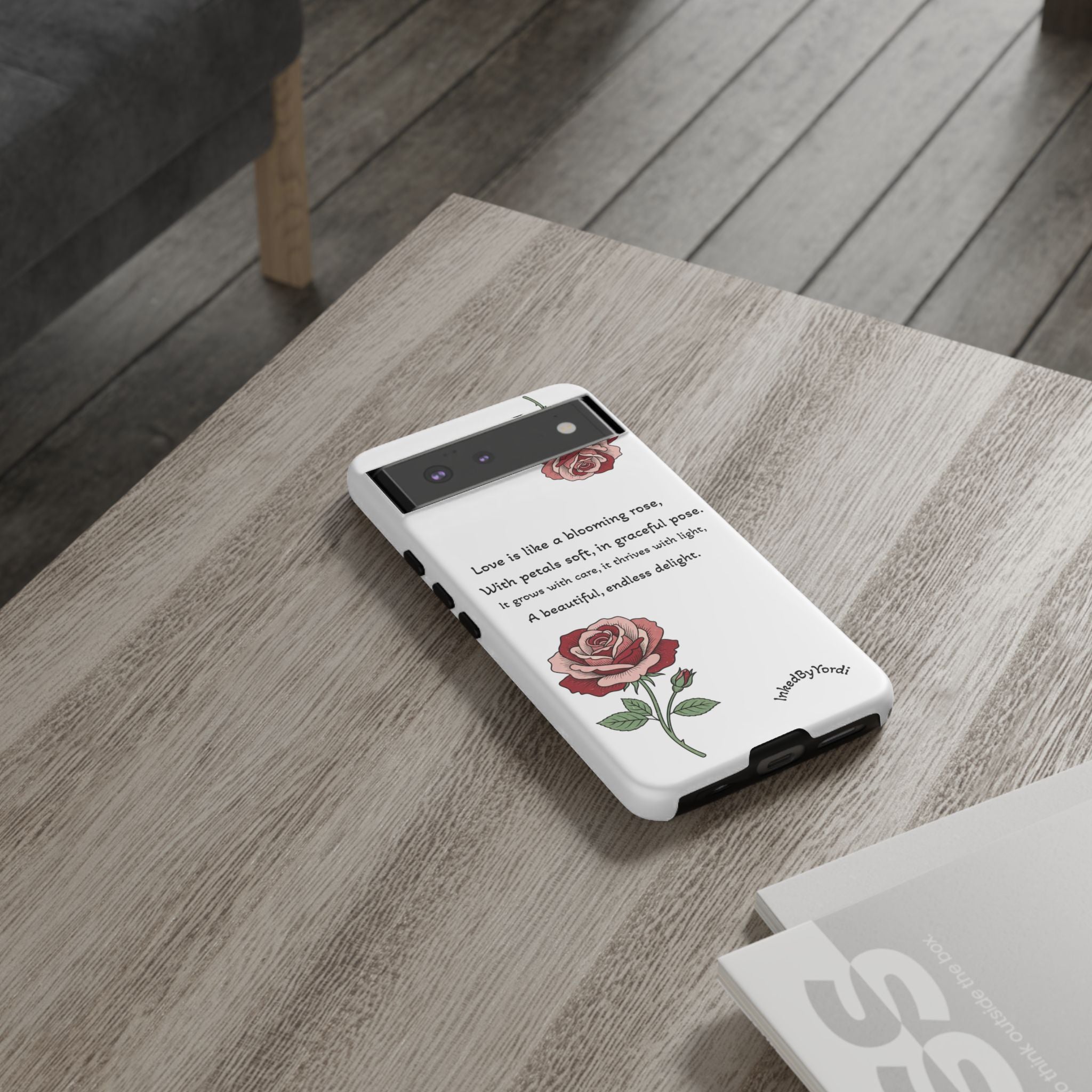 Phone Case - 'Love is like a blooming rose' Minimalist Tough Protective Cover