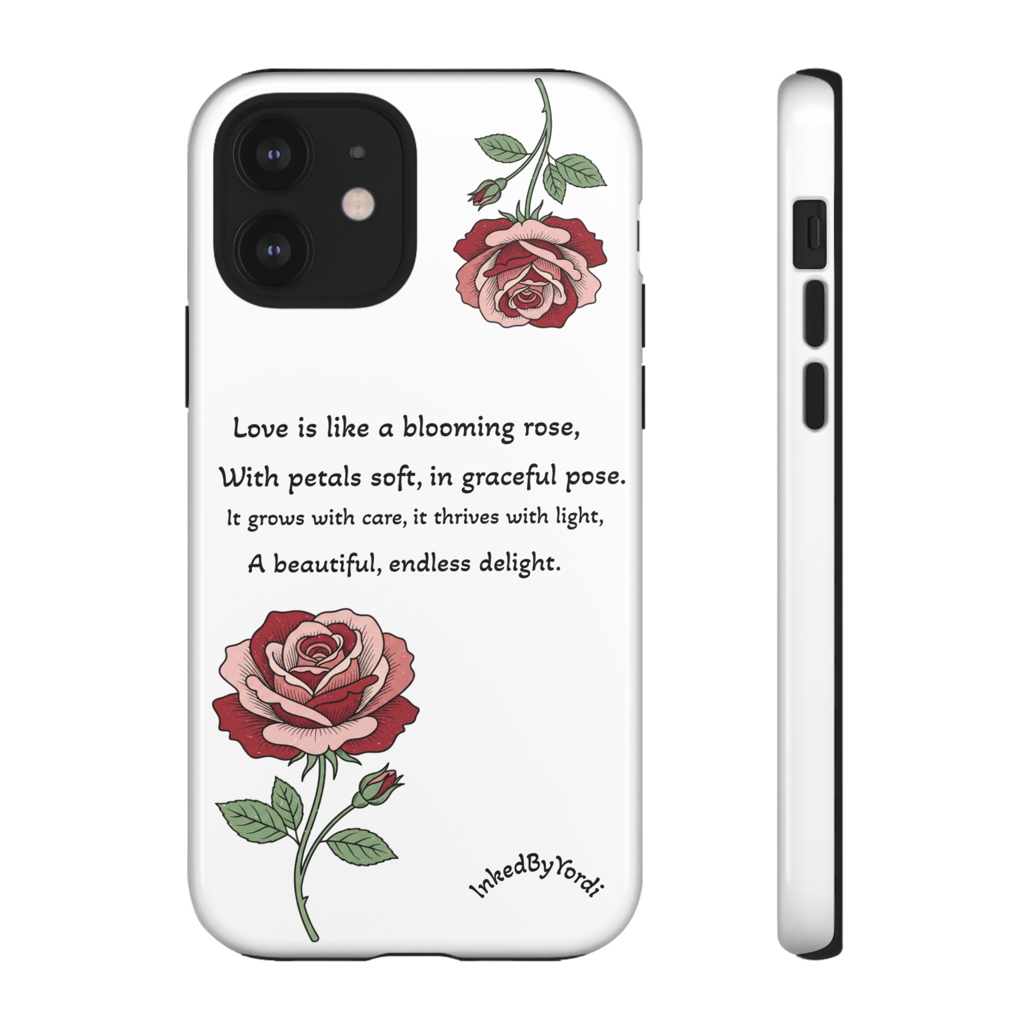 Phone Case - 'Love is like a blooming rose' Minimalist Tough Protective Cover