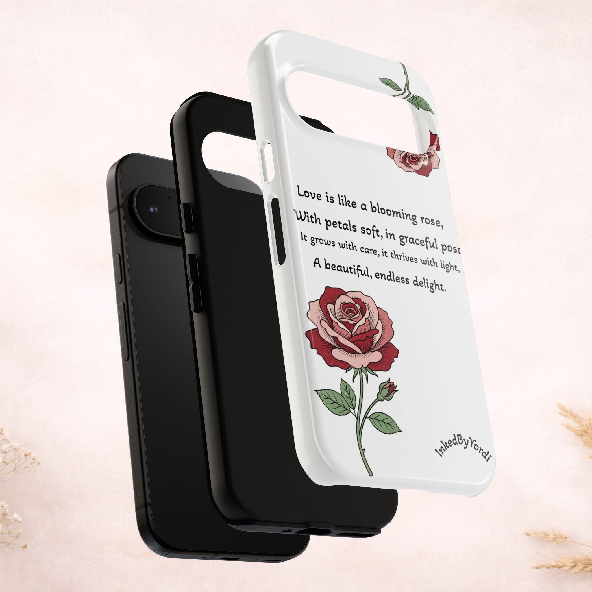 Phone Case - 'Love is like a blooming rose' Minimalist Tough Protective Cover