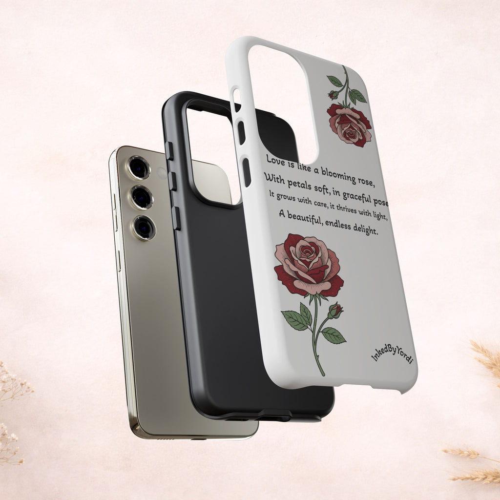 Phone Case - 'Love is like a blooming rose' Minimalist Tough Protective Cover