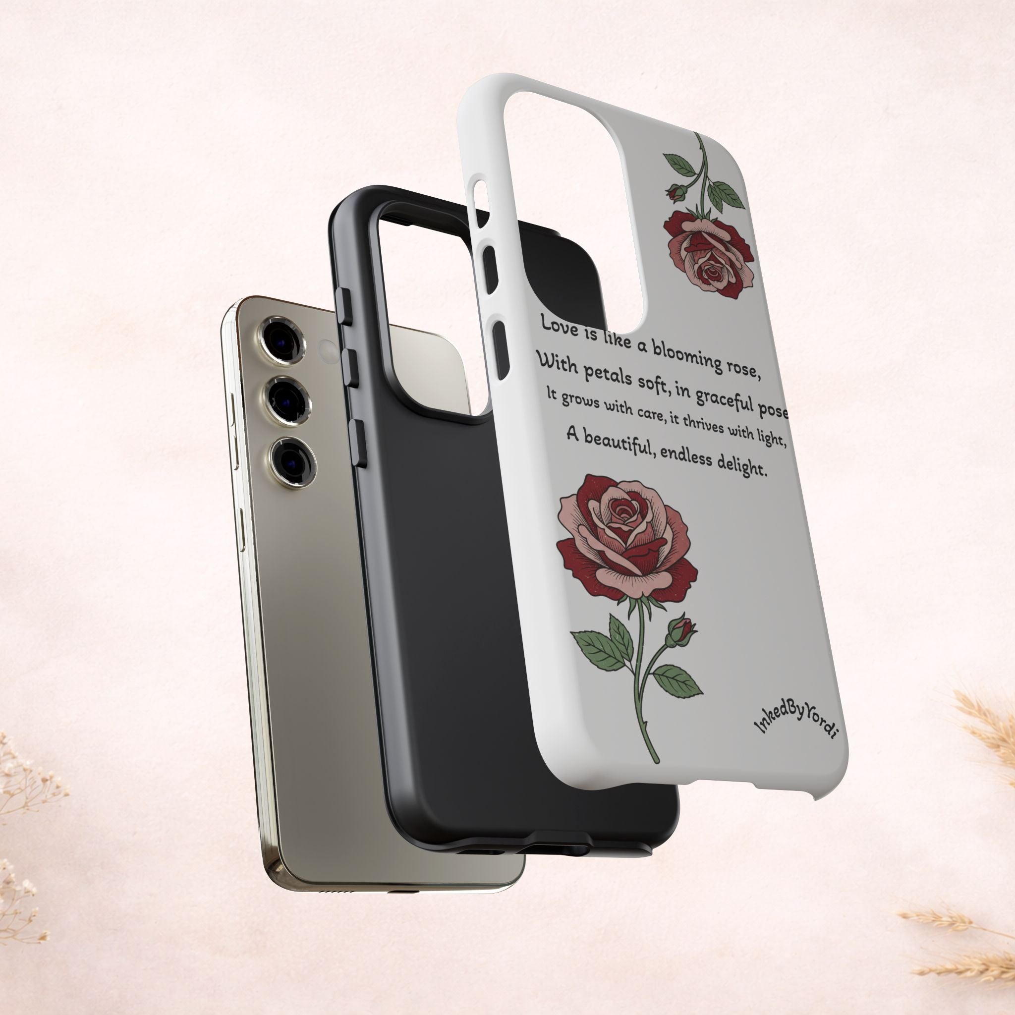Phone Case - 'Love is like a blooming rose' Minimalist Tough Protective Cover