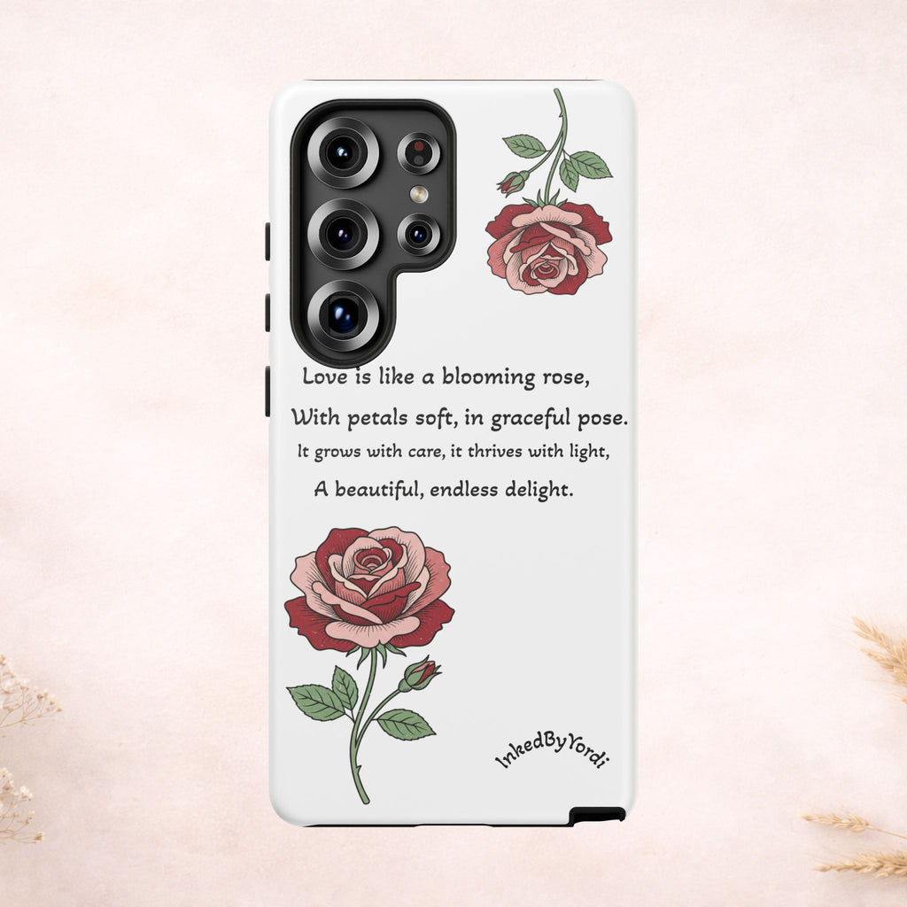 Phone Case - 'Love is like a blooming rose' Minimalist Tough Protective Cover