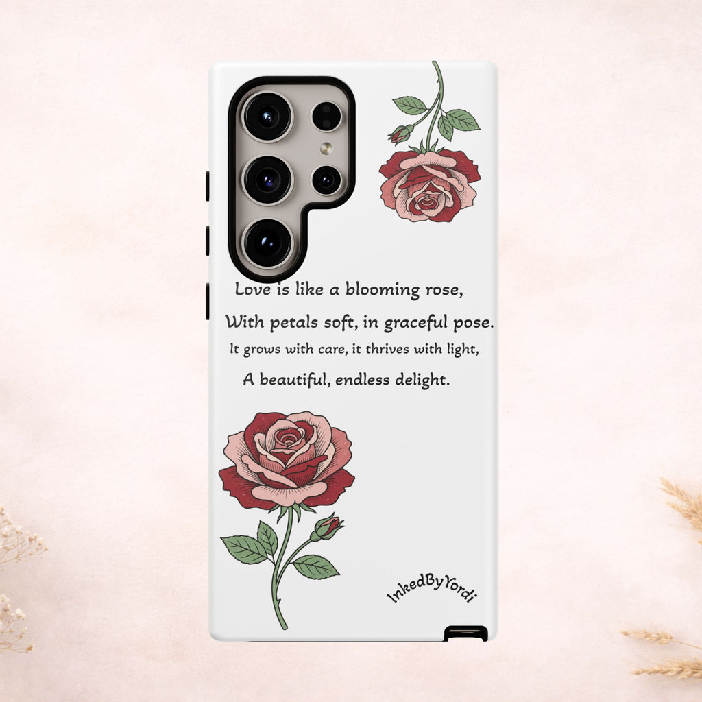 Phone Case - 'Love is like a blooming rose' Minimalist Tough Protective Cover